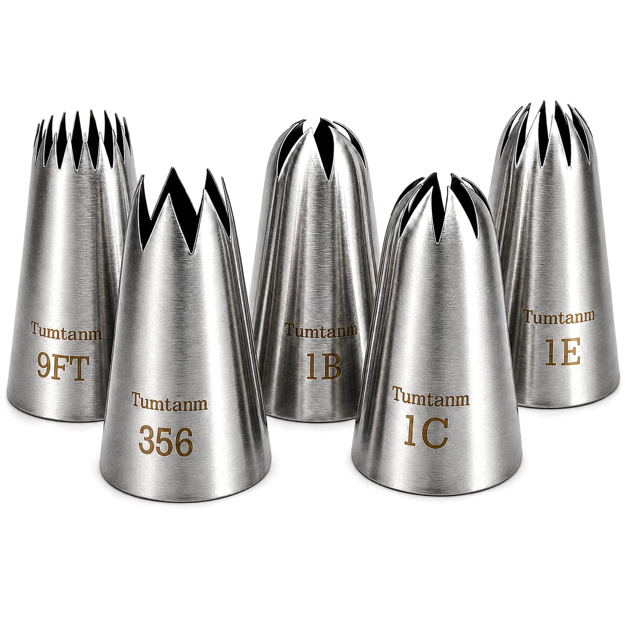 Tumtanm 5 Pack Extra Large Piping Nozzles, 9FT 1B 1C 1E 356
