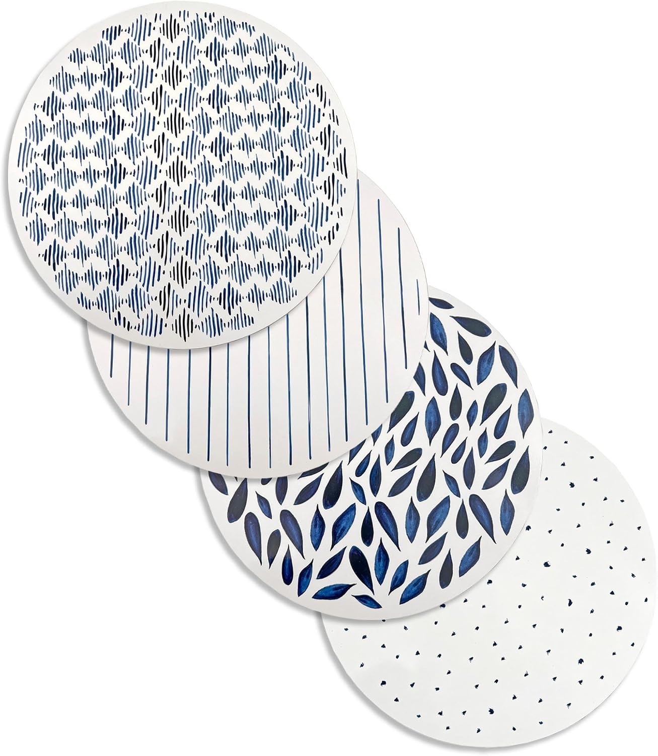 Lenox Blue Bay Round Cork Placemats, Set of 4, Blue, 15" W x 15" L