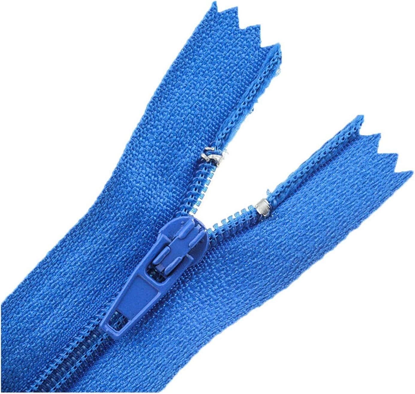 DSESS Zipper Tape#3 Metal Nylon Coil Zippers，5Pcs Nylon Sewing Zippers, Supplies Zippers for DIY Sewing Craft Tailor Bag Garment(Blue,20cm)