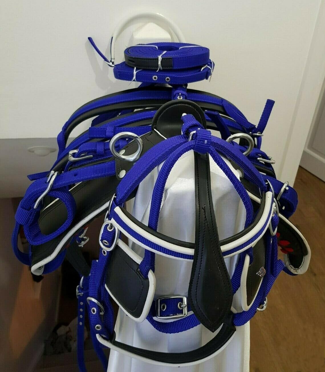 Designer Nylon Driving Harness Set for Single Horse Cart with Bridle, Reins, Traces, Breast Collar, Crupper Full Horse, Cob, Pony & Shetland 004 (Pony)