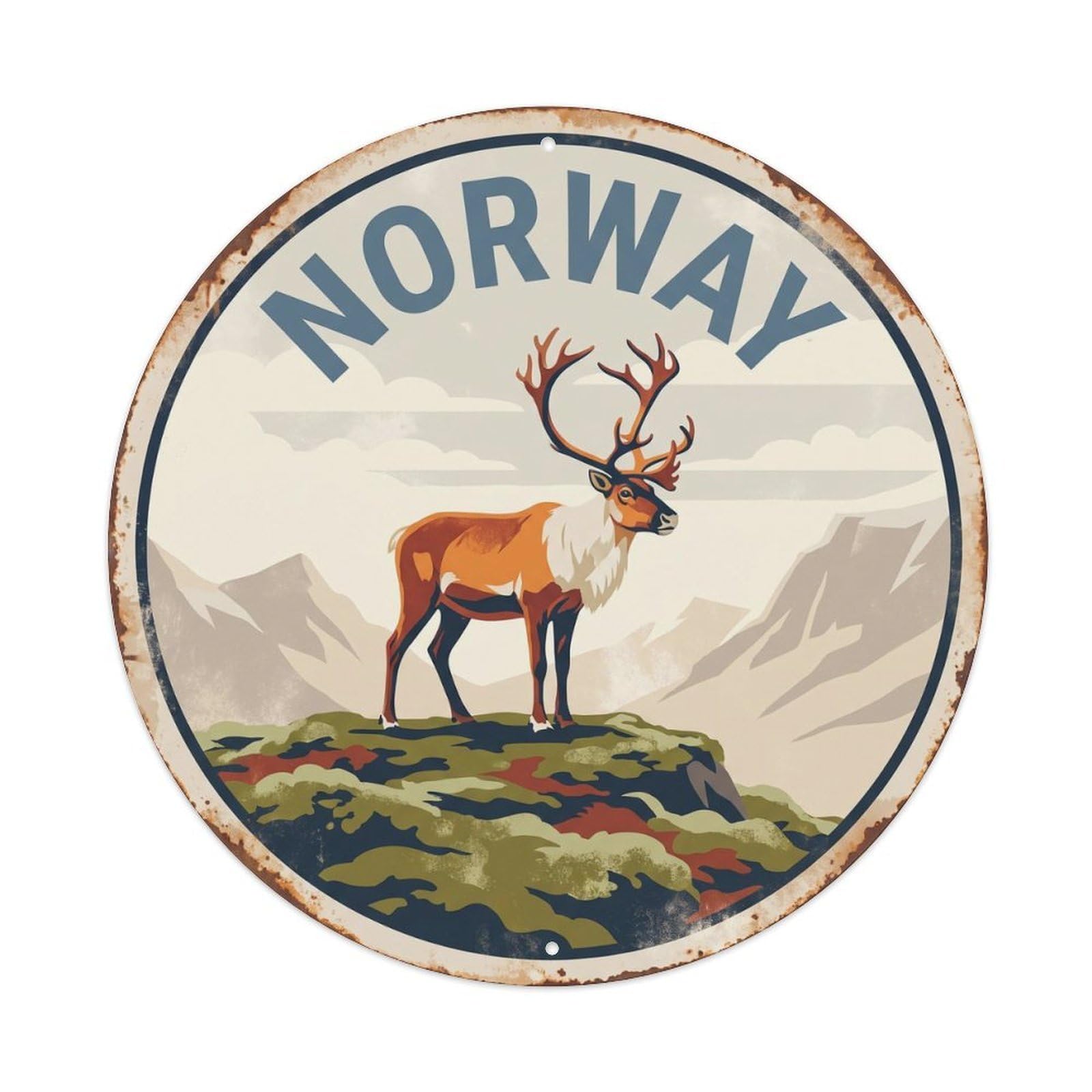 Norway Reindeer Tundra Plateau Metal Tin Sign