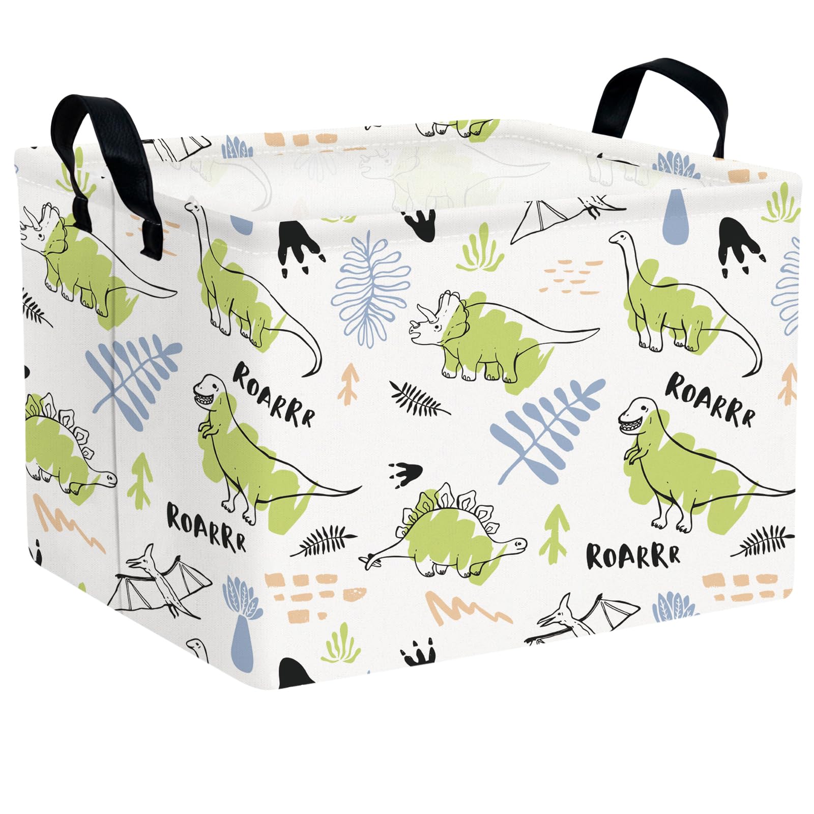 Foldable Dino Toy Basket for Boys &amp; Kids Rectangular (A)