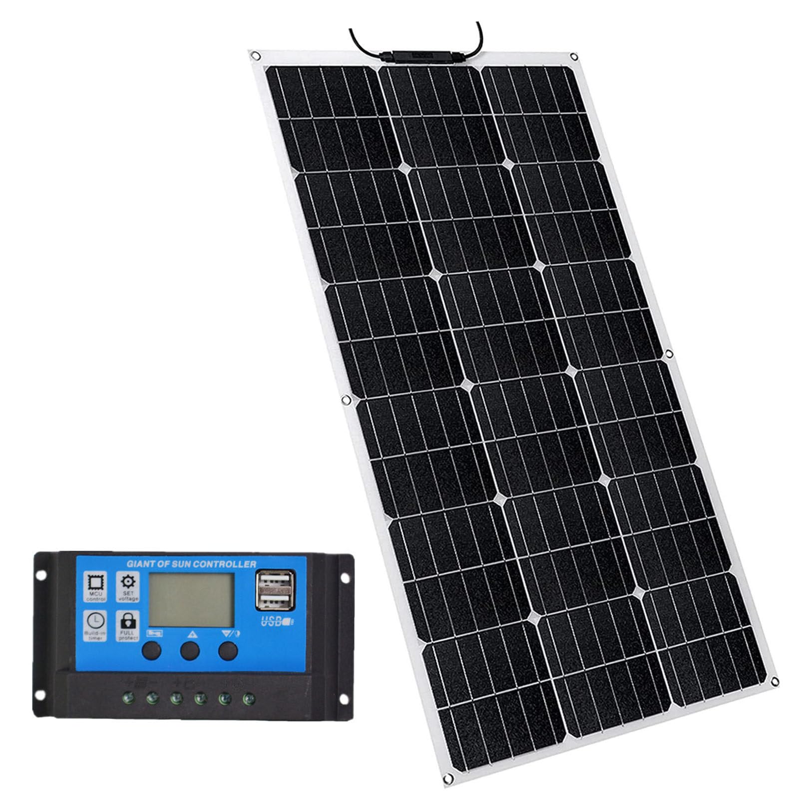 300 Watt 18 Volt Pannello Solare Monocristallino Estremamente Flessibile - Strato Etfe, Ultra Leggero, Ultra Sottile, per Camper, Roulotte, Camper, Barche, Tetti, Superfici Irregolari,Single