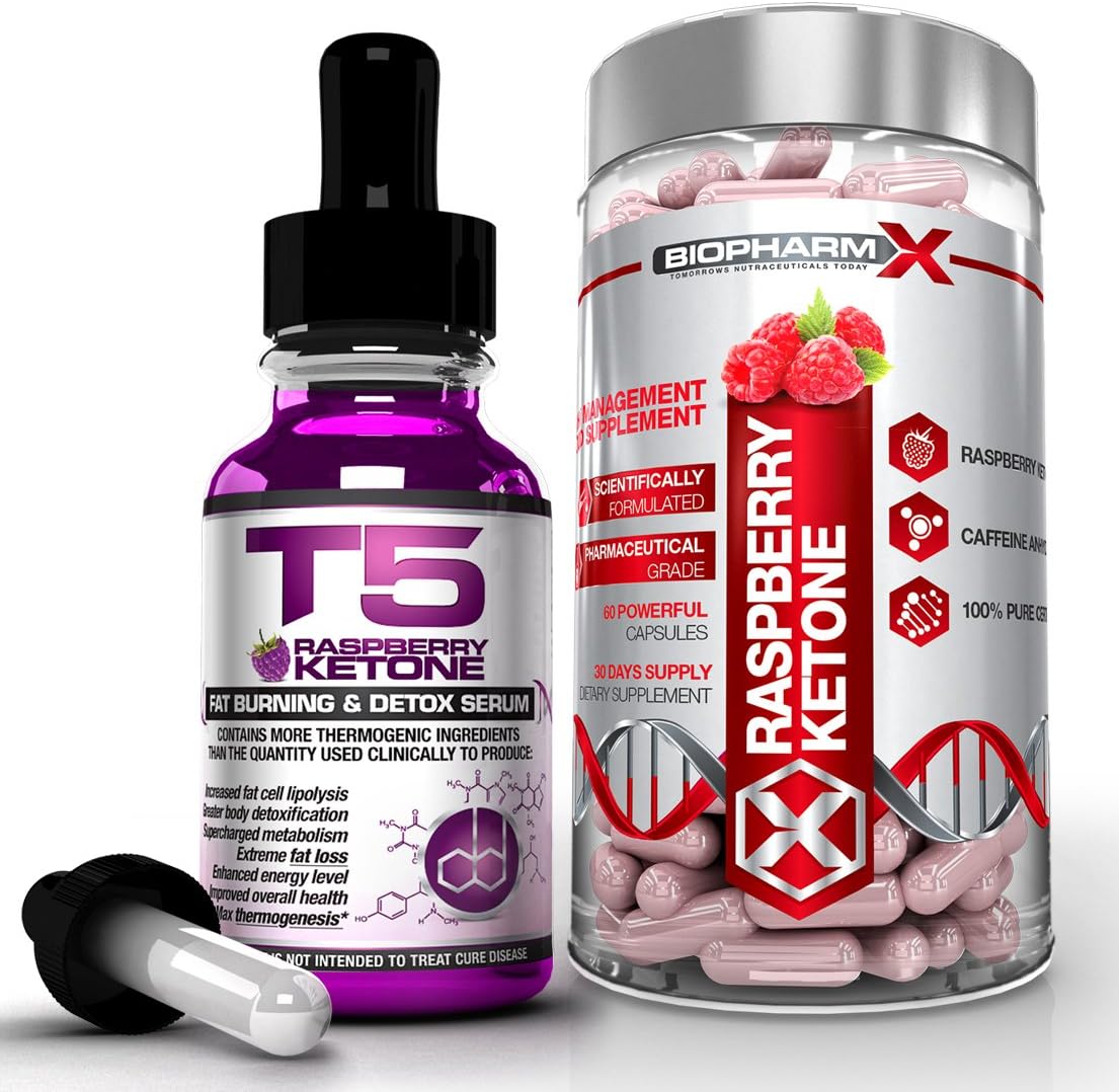 Raspberry Ketone Diet Pills (60caps) + T5 Raspberry Ketones Serum (30ml