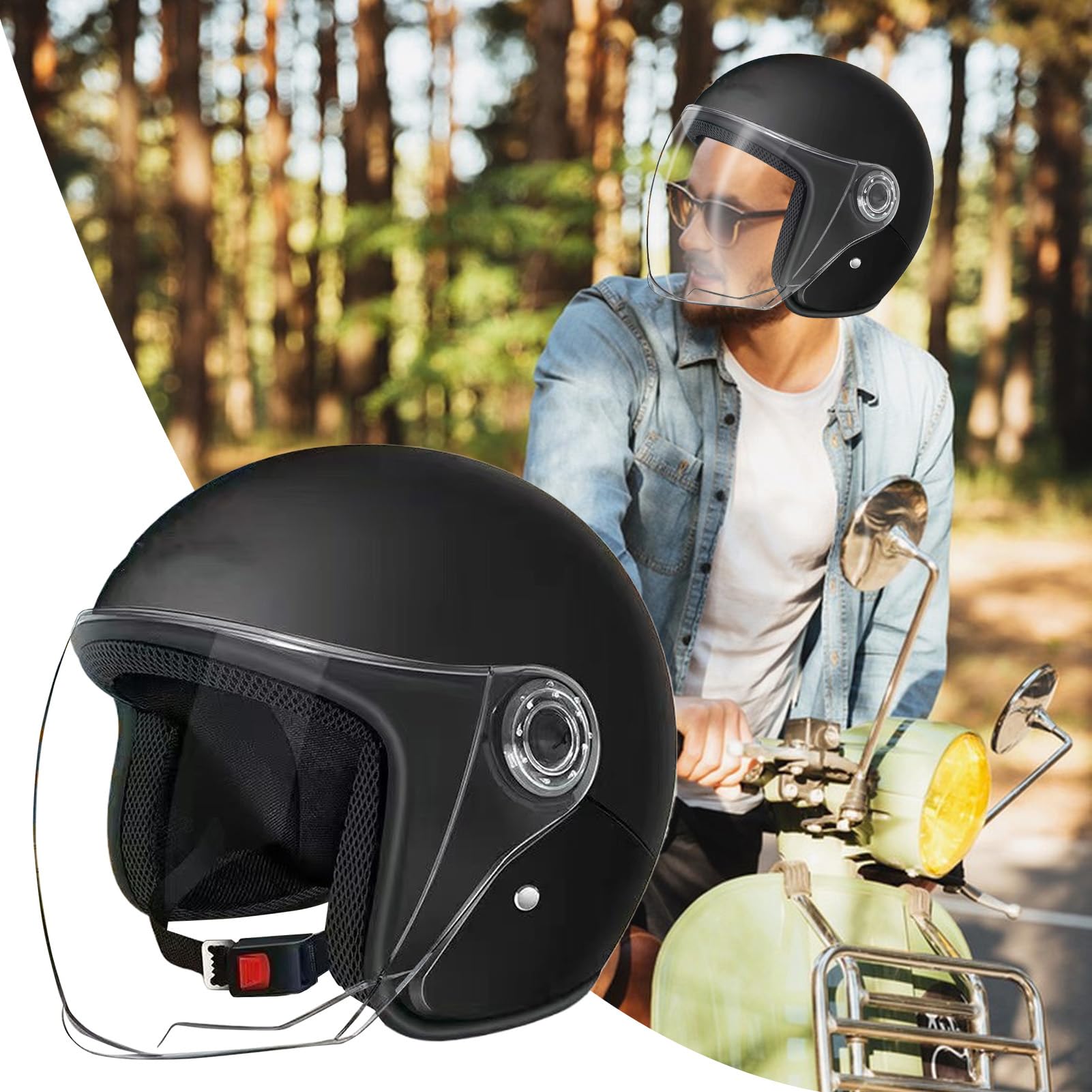 Cappello Moto Leggero - Cappello di Sicurezza Motociclistico | Copricapo Sicuro Confortevole Caldo per Uomini Donne Adulti Protezione Guida Esterna Viaggio