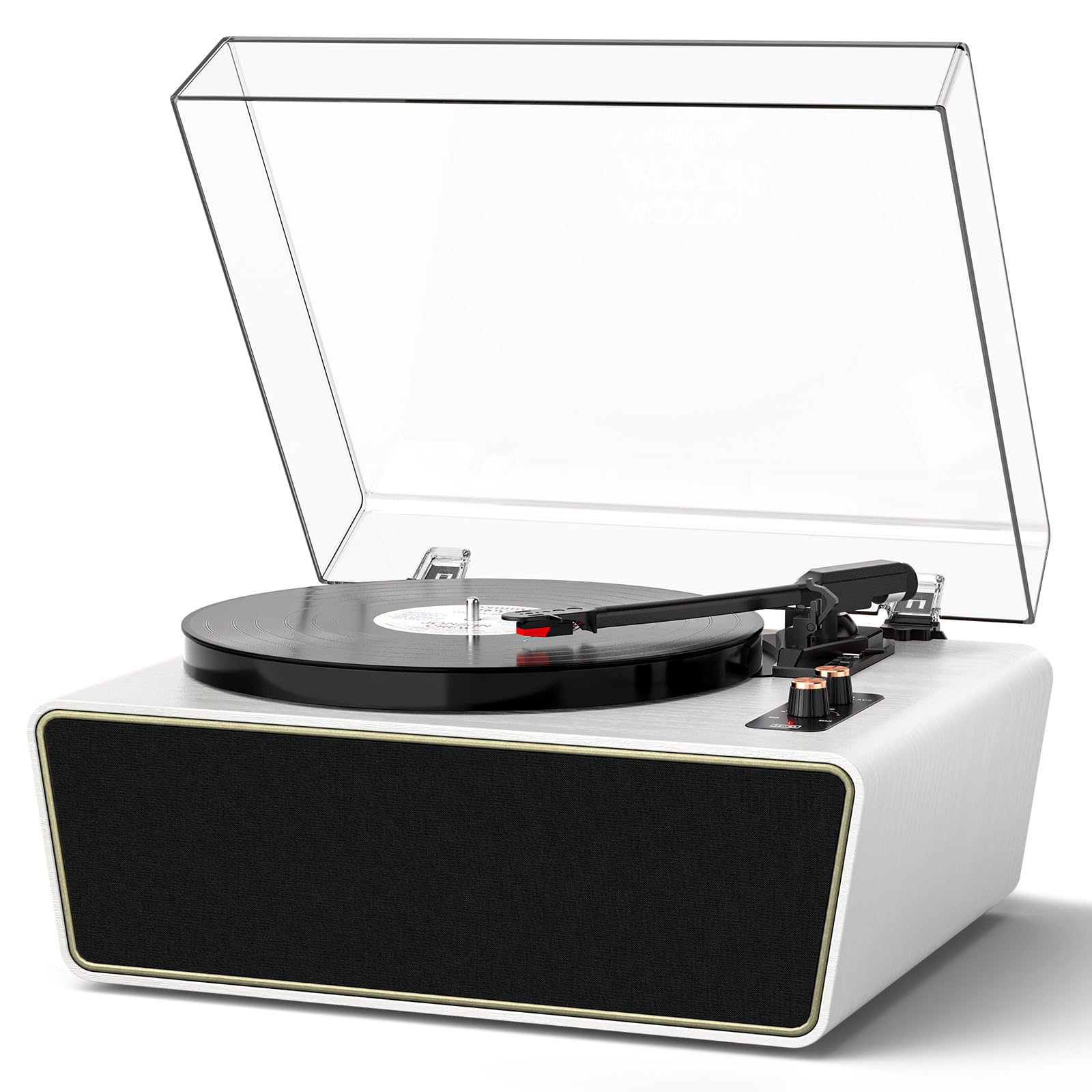 Amazon.com: MANGOSTAN White Bluetooth Record Player, Full-Size 3