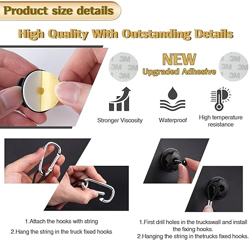 Miniatura 4 de Red de carga para caja de camión, malla elástica universal, bolsa de maletero de almacenamiento de accesorios interiores, red de carga de 3