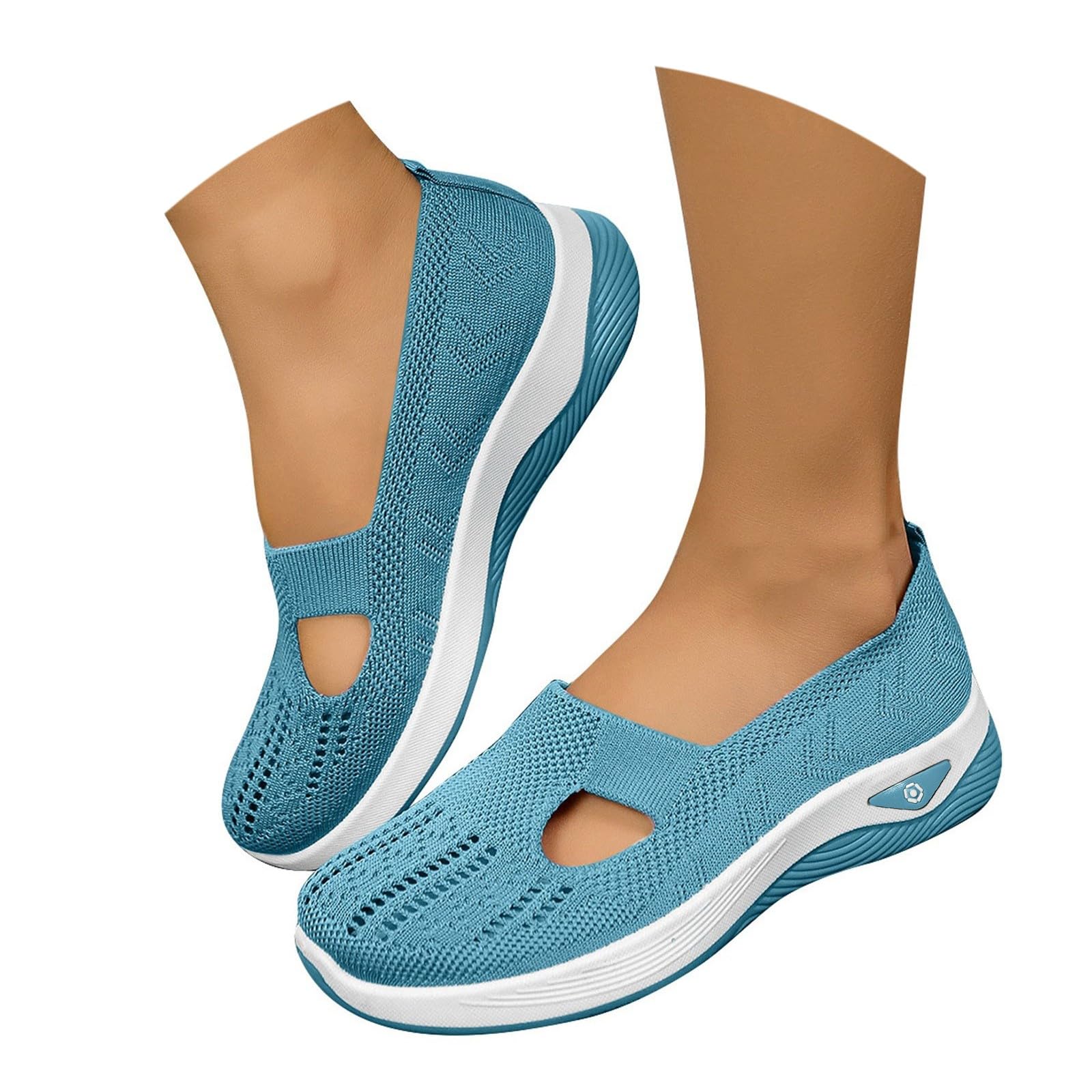 riou Zapatillas Ortopédicos Mujer Verano Malla Comodos Ligeros Zapatos sin Cordones para Caminar Transpirables y Antideslizantes Zapatos para Ancianos Soporte de Arco Sandalias Senderismo