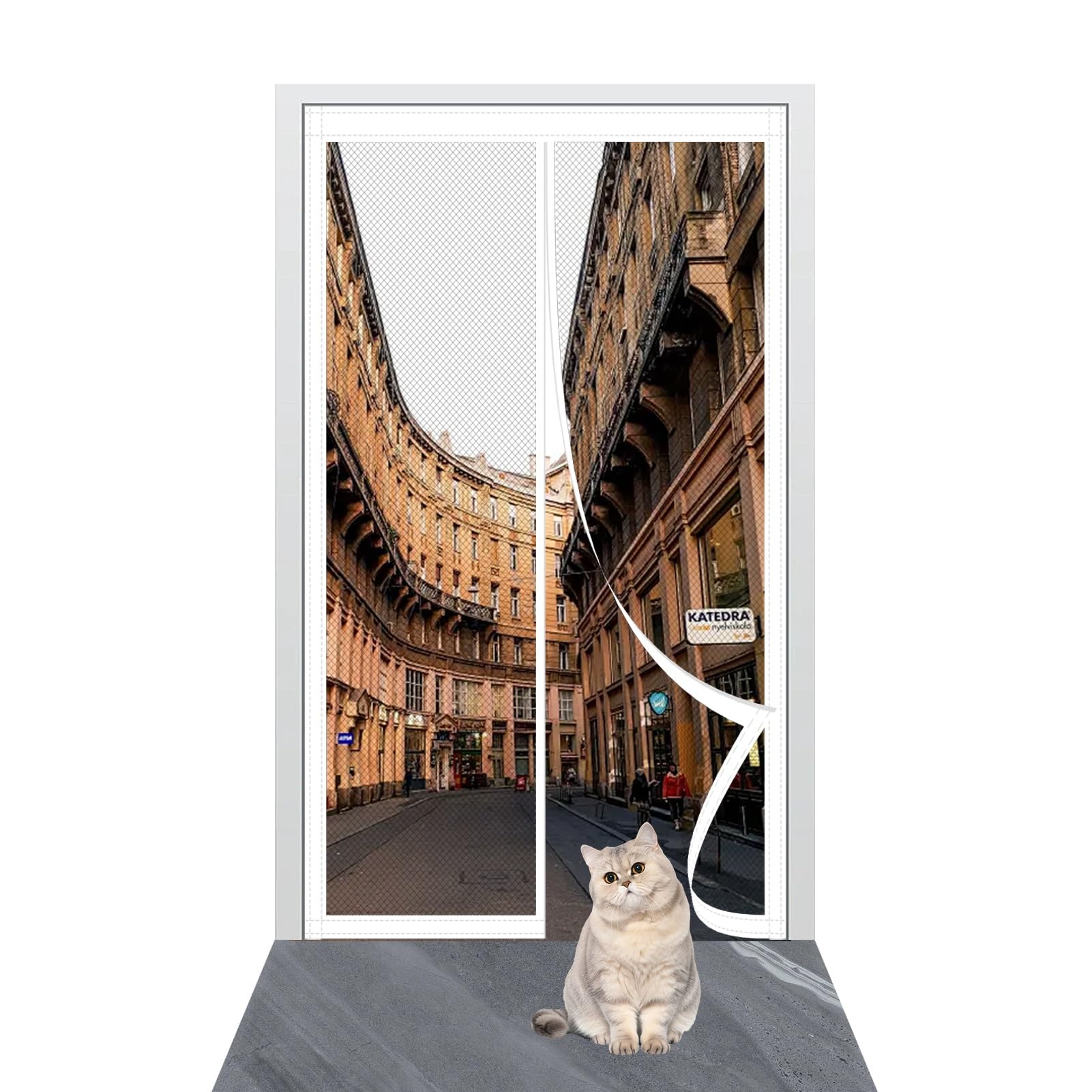 Mosquitera Magnética para Puerta 112 x 237 cm Mantiene El Aire Fresco en El Interior Cortina Magnetica Mosquitera Fácil Instalación sin Taladrar para Puertas Correderas/Terraza, Blanco