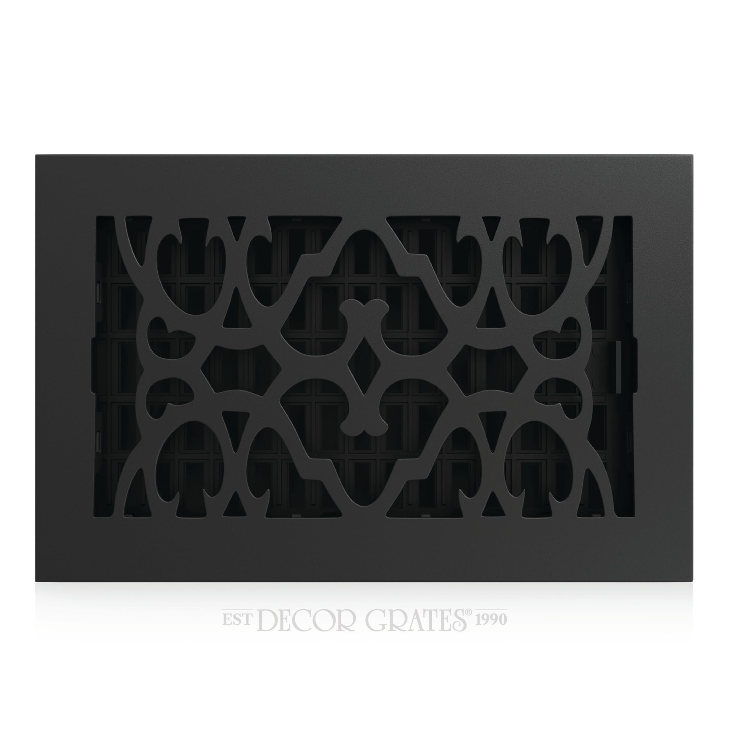 Decor Grates AC610-BLK Victorian Floor Register, Cast Iron Black, 6 x 10