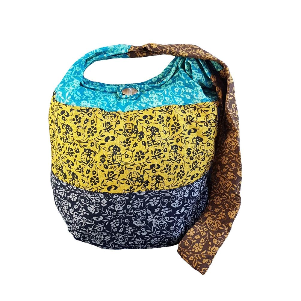 BenThai ProductsBTP! Elephant Floral Print Sling Crossbody Shoulder Bag Purse Hippie Hobo Thai Cotton Gypsy Bohemian Large