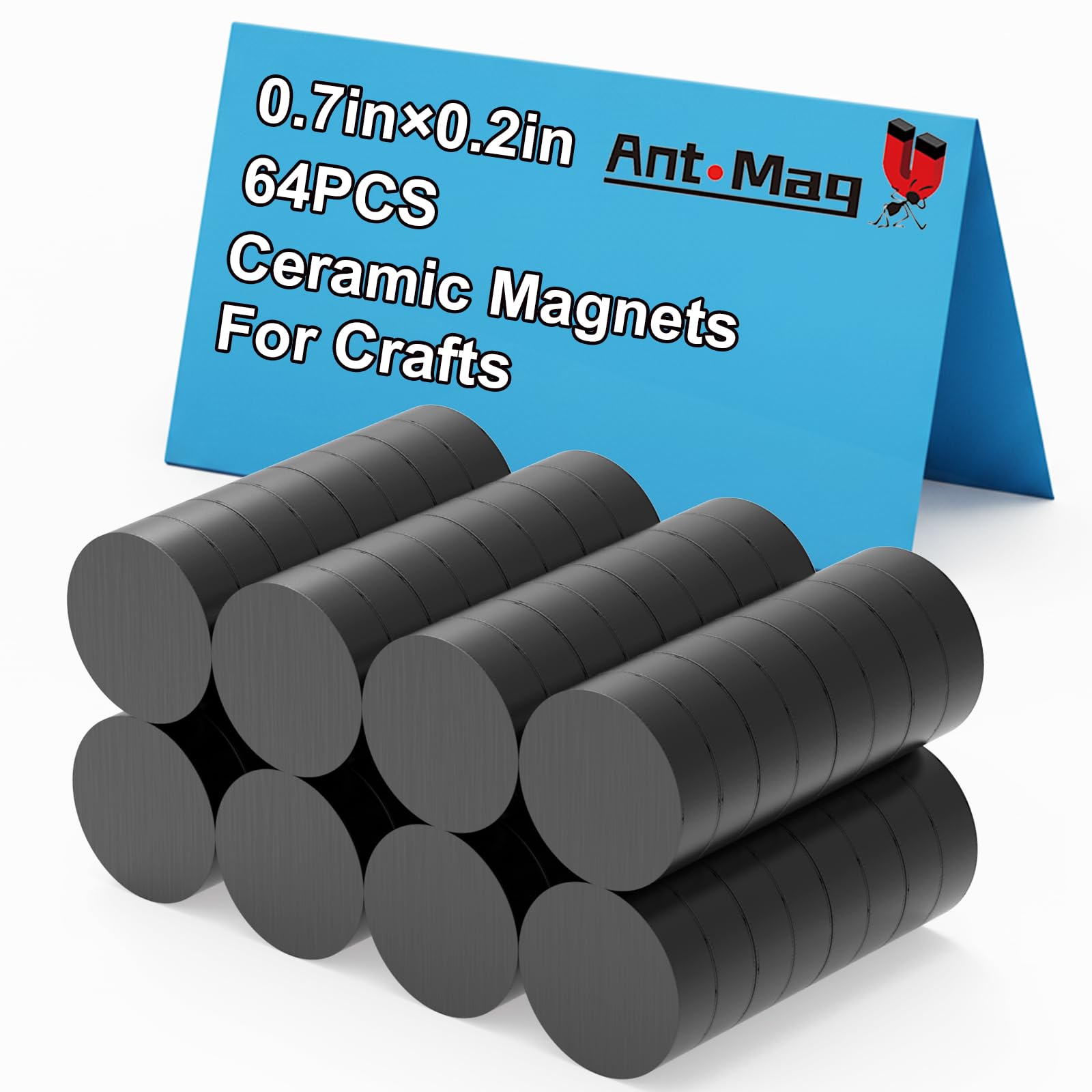 Ant Mag Ceramic Magnets for Crafts Round Black 64pcs