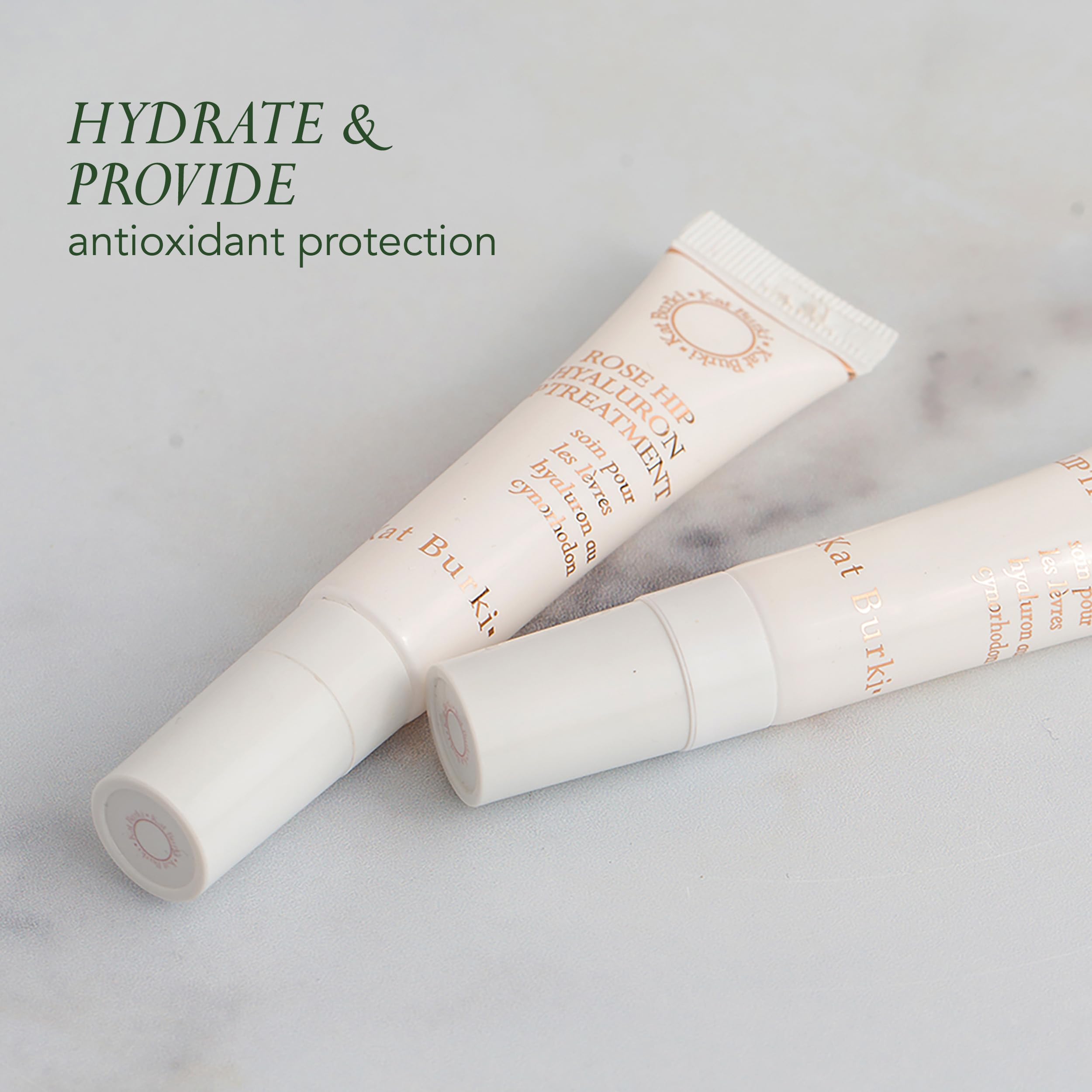Kat Burki Rose Hip Seed Lip Treatment with Hyaluronic Acid & Retinol, Glossy Moisturizing Balm Reduces the Appearance of Fine Lines, Plumps & Hydrates, 0.5 Fl Oz