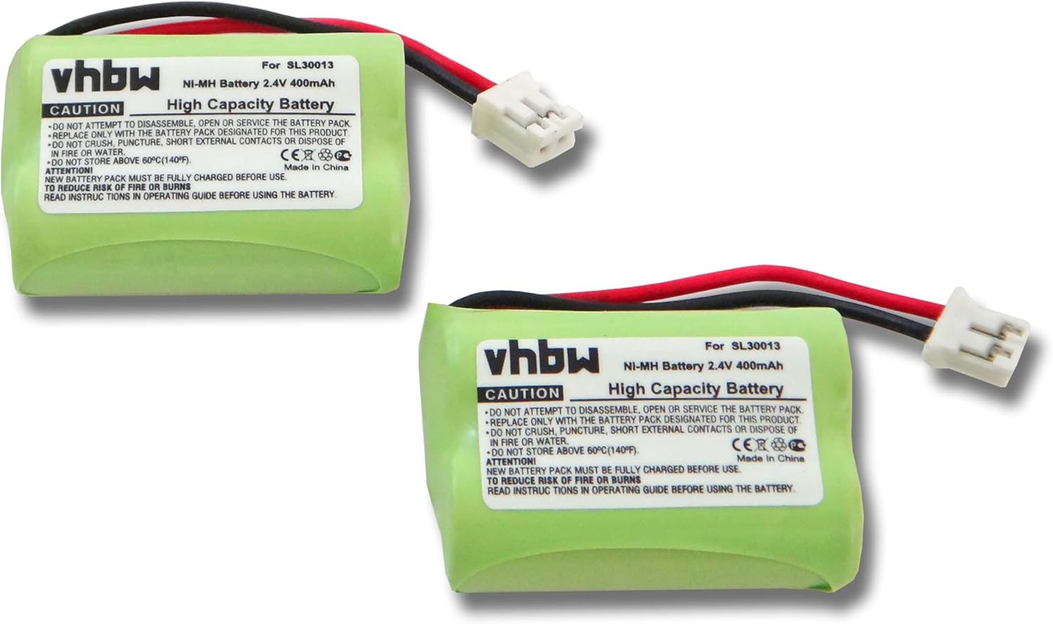 vhbw 2X Batería Recargable reemplaza SL30013 para teléfono Fijo o inalámbrico (400 mAh, 2,4 V, NiMH)