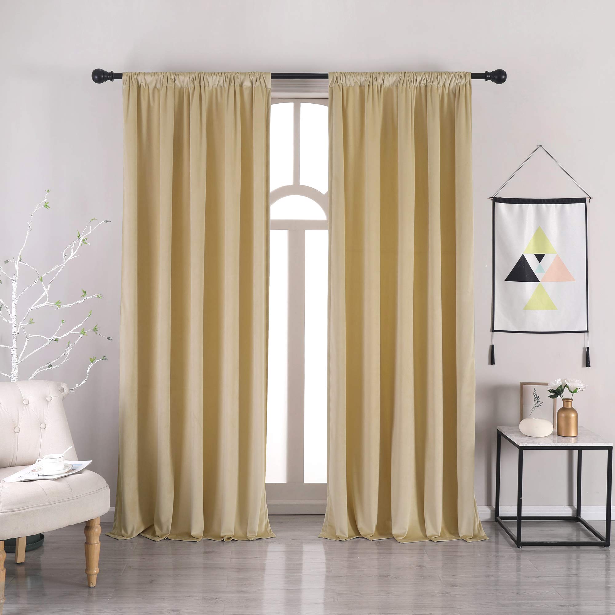 nanbowang Velvet Curtain for Living Room Super Soft Velvet 120 Inches