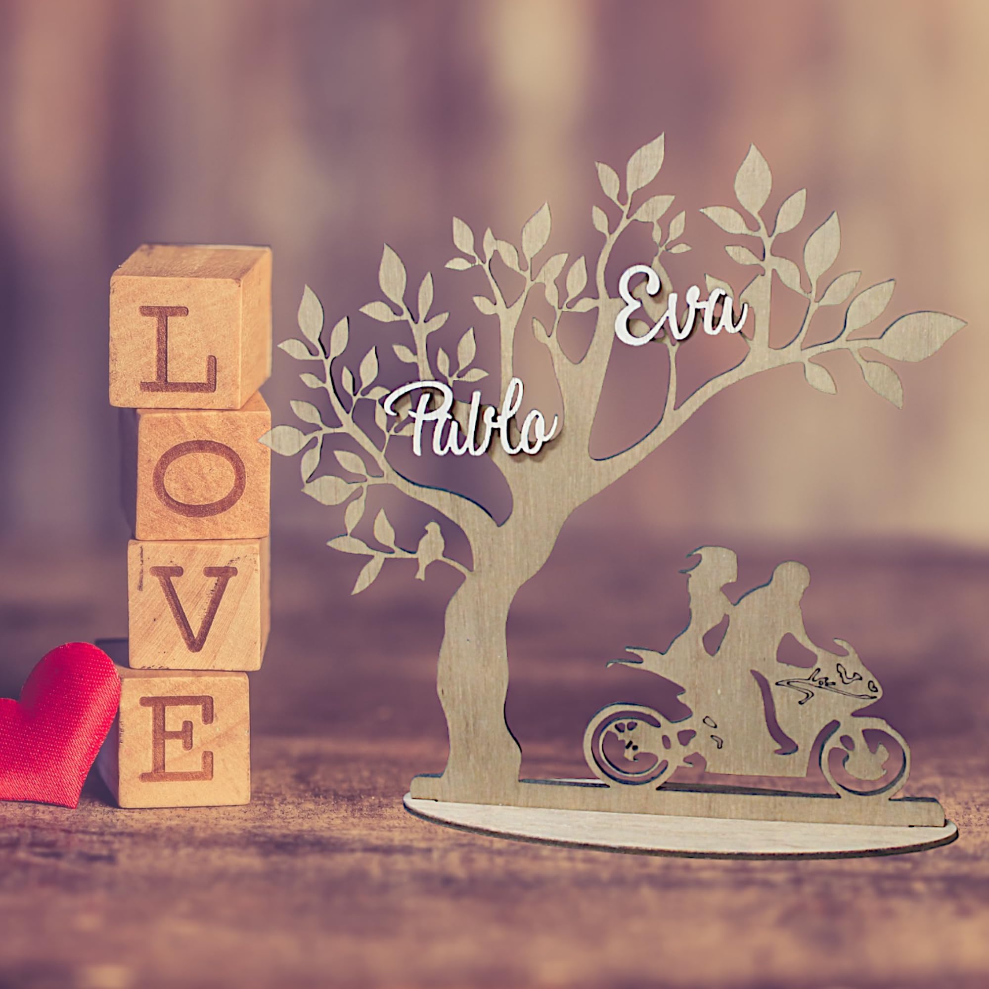 Arbol de la Vida Personalizado - Obra Artesanal de Madera con Nombres y Apellidos de la Familia - Adornos Pared Salon - Arbol Genealógico Decorar tu Hogar - Regalo Ideal.