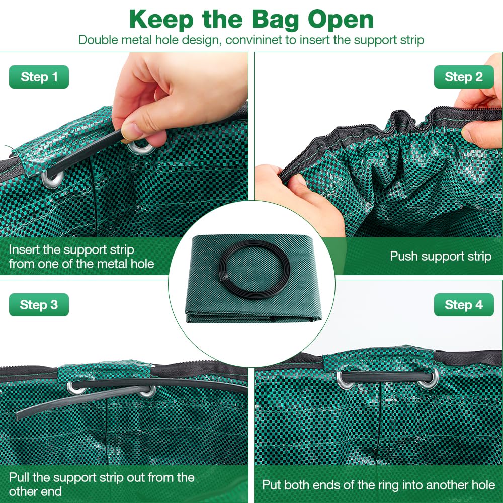 Eurhomewit 3 Pcs Green Garden Waste Bags 272L, Large Refuse Bags Heavy Duty with Handles and Lid - Image 4