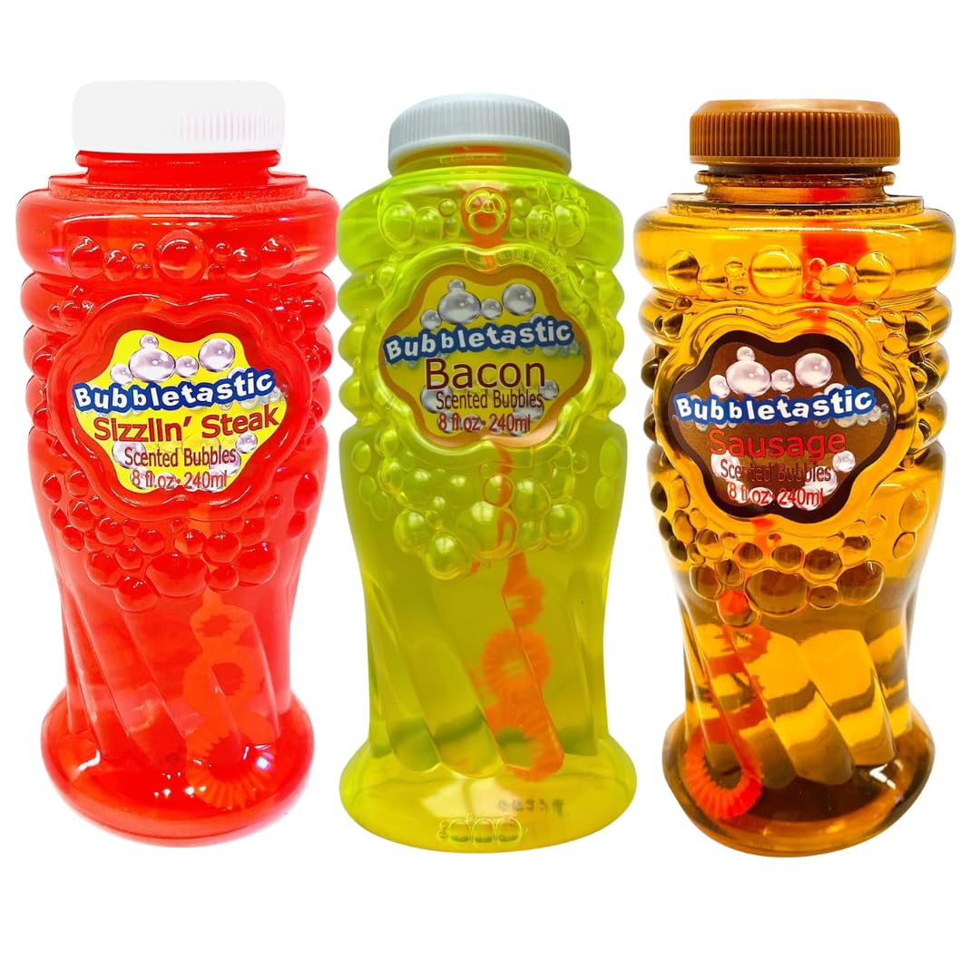 BubbletasticSizzlin' Scents Dog Bubbles, 3 Pack - Sausage, Bacon, Steak Scents, 8 fl oz Each, Total 24 oz
