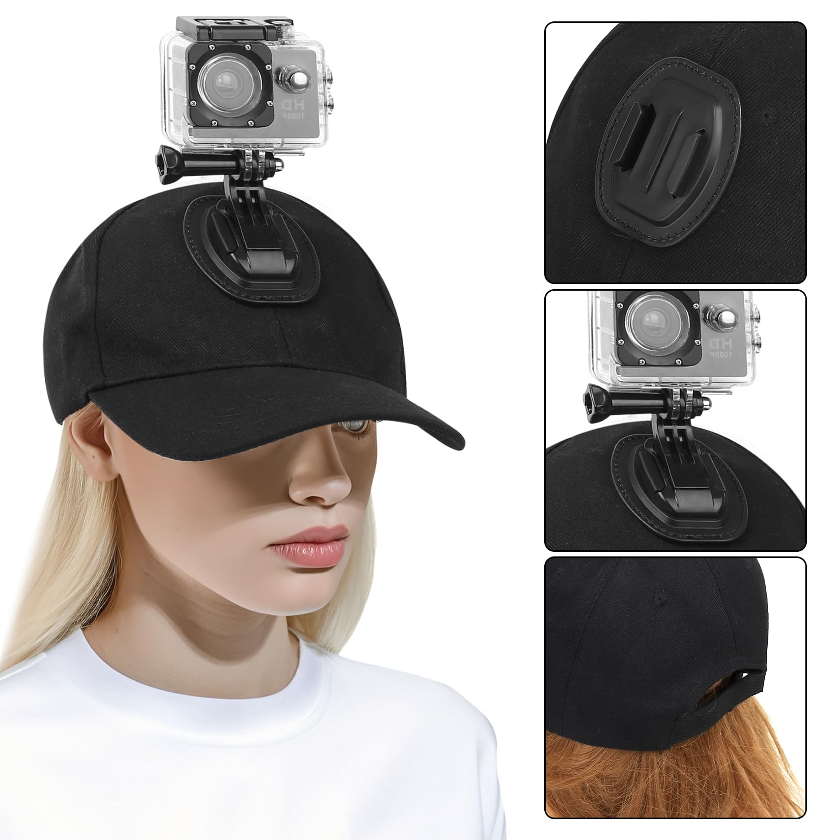 Cappellino Baseball Con Supporto A Vite Per GoPro Hero 4-9 - Vinciann Azzurro