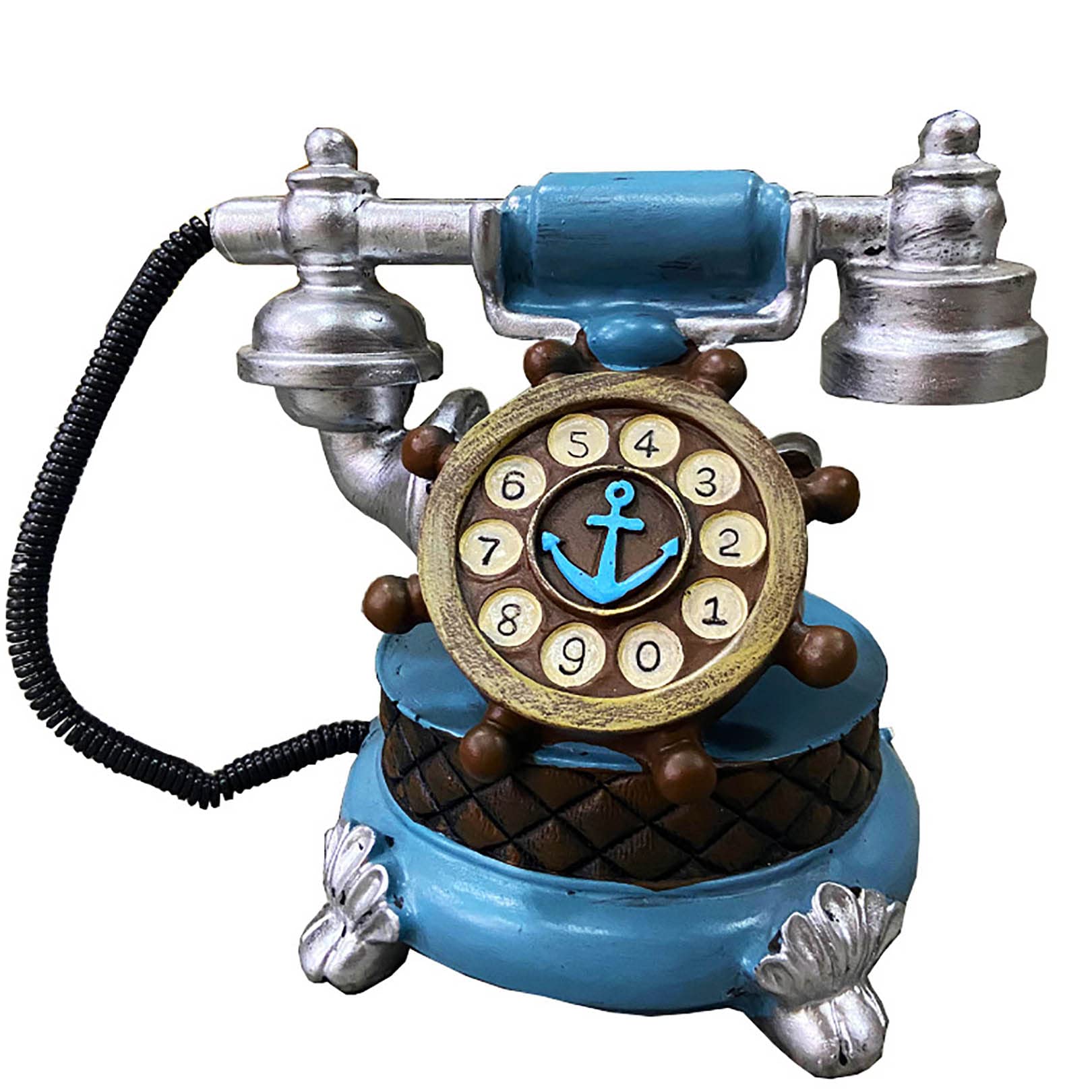 Téléphone antique decor cadeau merveilleux statue vintage bleue