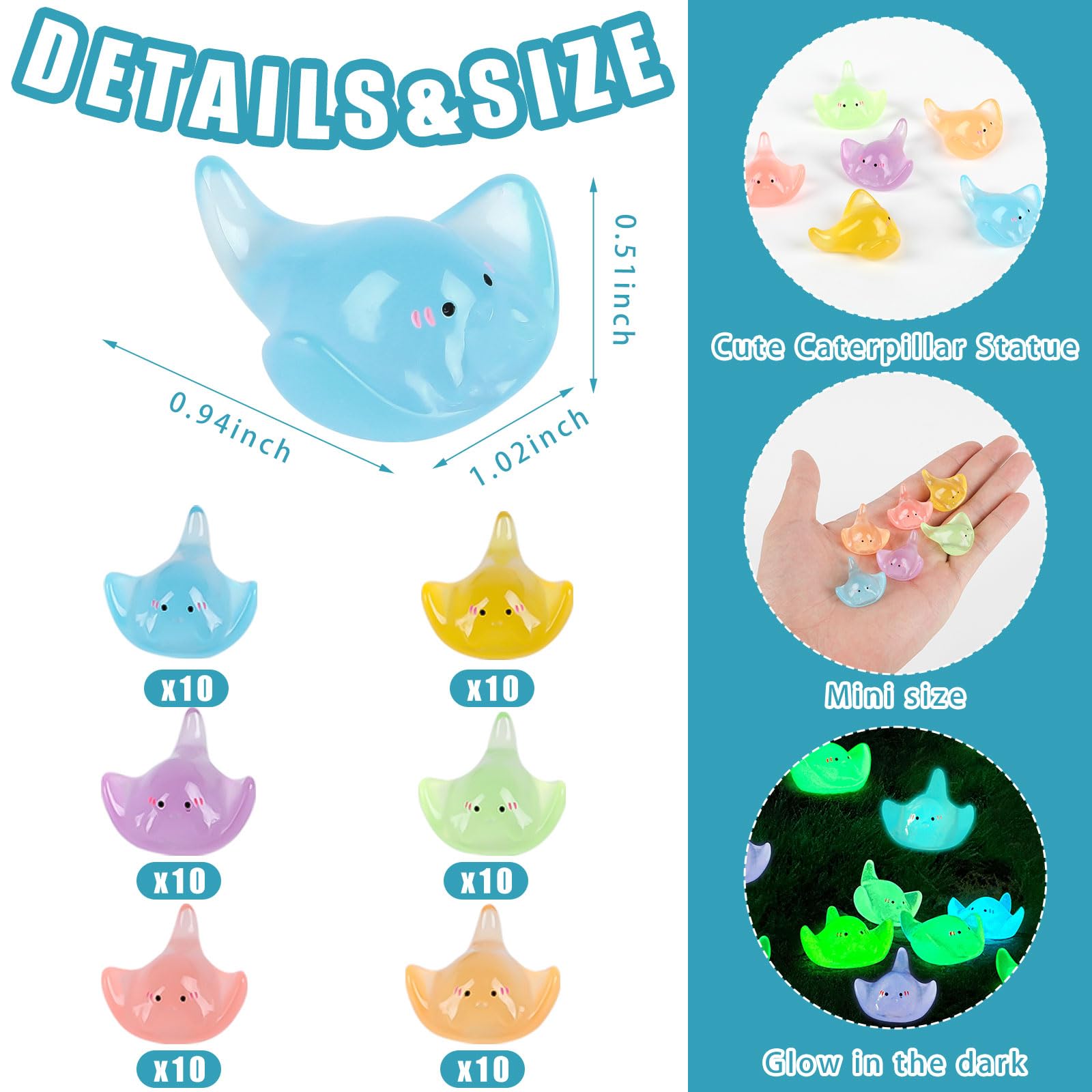 Amazon.com: CCINEE 60pcs Luminous Mini Resin Sting Ray Miniature