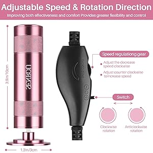Electric Foot File Callus Remover, 2-in-1 Nail Grinder, Adjustable Speed, 60 Sandpaper Discs, Rose Gold