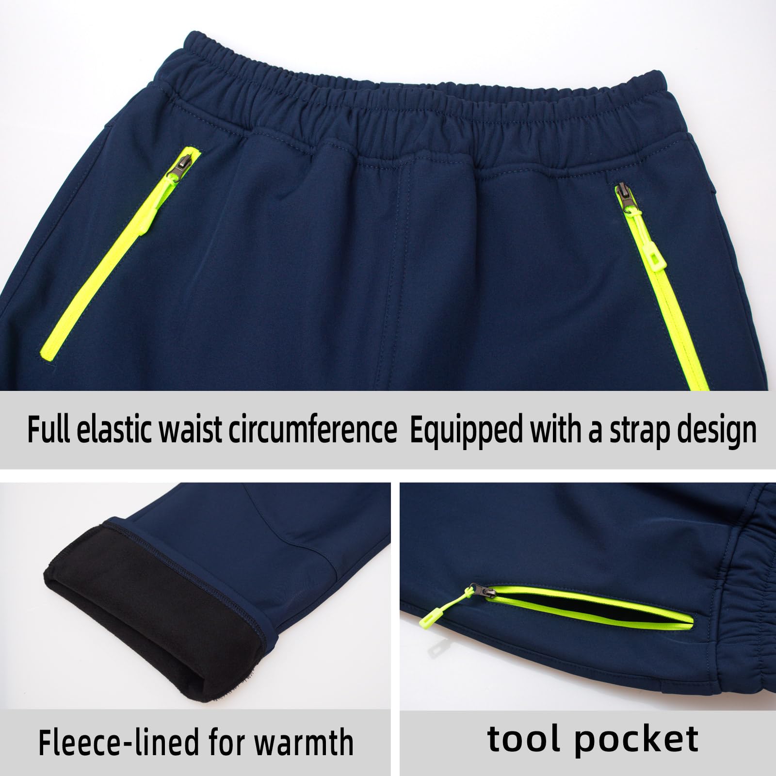 MEILONGER Pantalones Ski Niño Softshell Pantalon Trekking Niña Térmicos Pantalón Senderismo Invierno Impermeables Transpirable Pantalón (Azul Oscuro 13-14años)