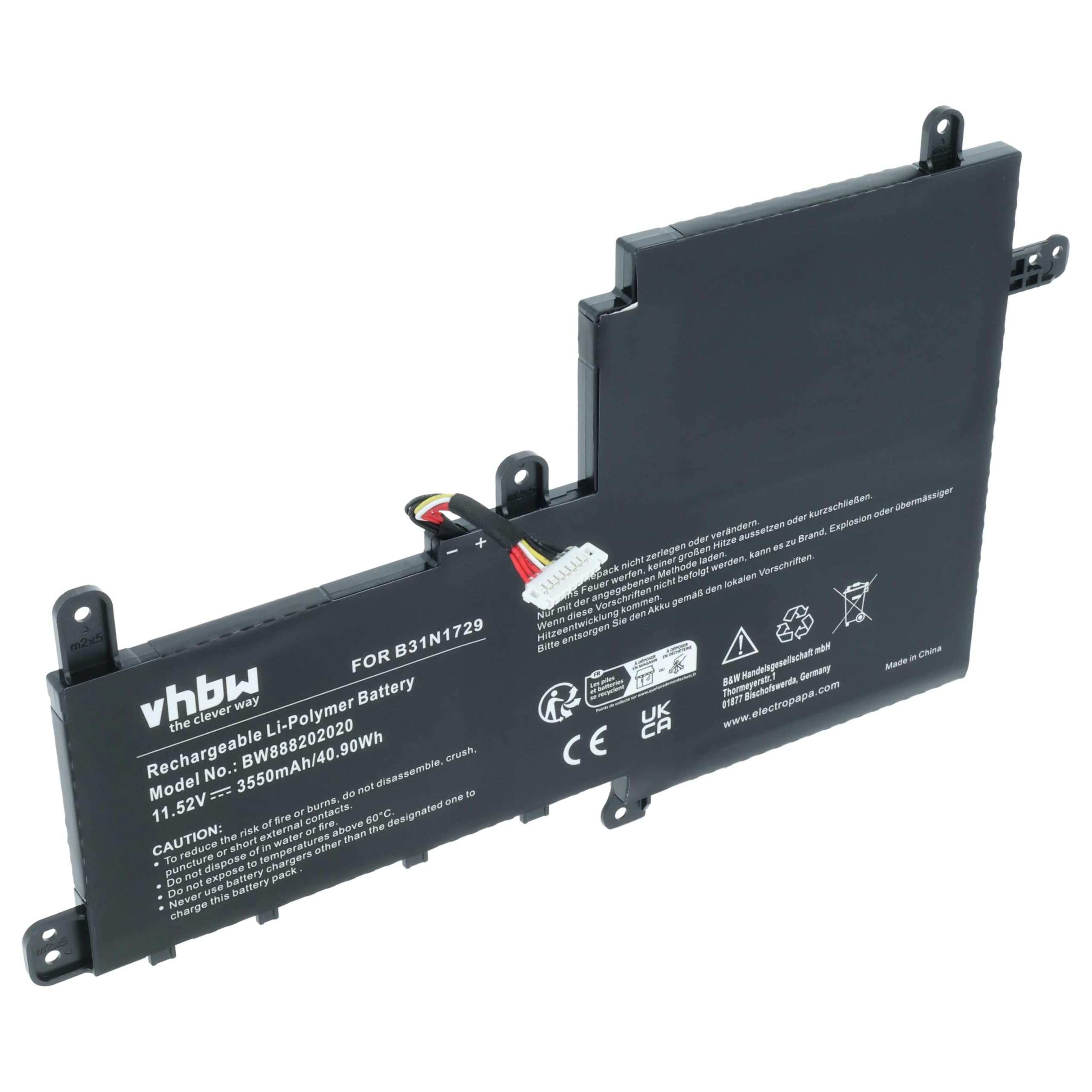 vhbw Bateria zastępuje ASUS 0B200-02920000, B31N1729 do notebooka (3550 mAh, 11,52 V, Li-Ion)