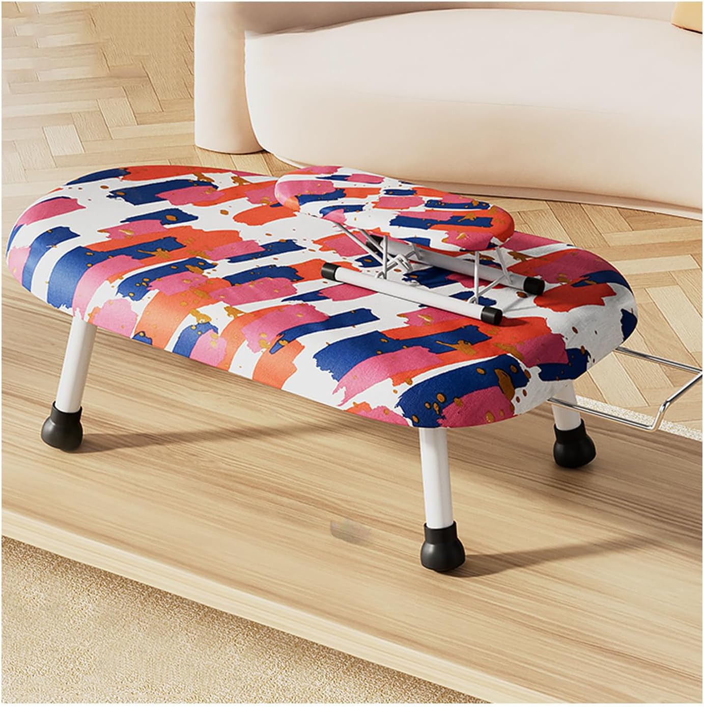 Small Ironing Board, Table Compact Ironing Board Portable Plastic Small Iron Board with Sleeve Iron Board, Iron Rest, Removable Heat Resistant Cover, Non-Slip Feet