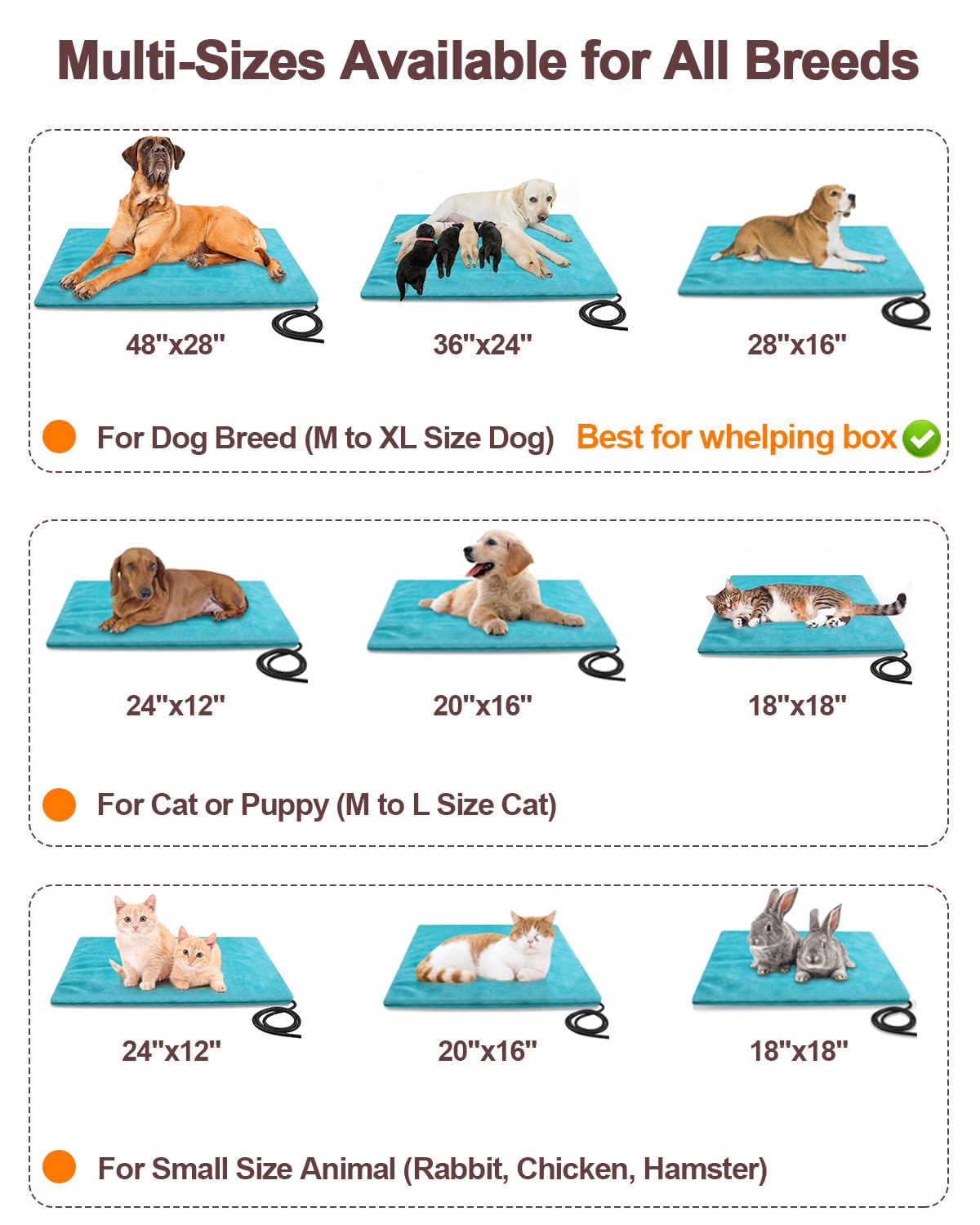 Cat Bed Stohot Outdoor Pet Heating Pad For Dogs & Cats, Heated Cat Dog Beds