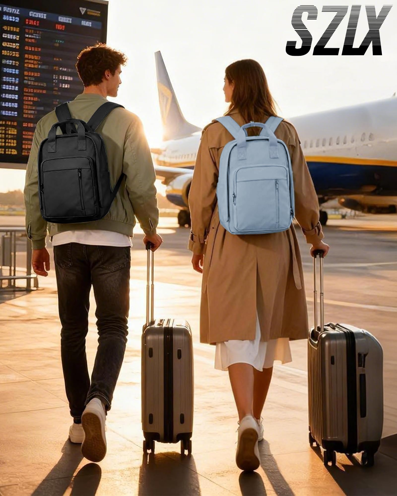 SZLX Zaino Ryanair 40x30x20 Sottovuoto Zaino da Viaggio 40x20x25 Bagaglio a Mano 40x30x20 Wizzair Donna Uomo Borsa da Cabina per Easyjet 45x36x20 Adatto a Laptop da 14 Pollici Impermeabile per Lavoro