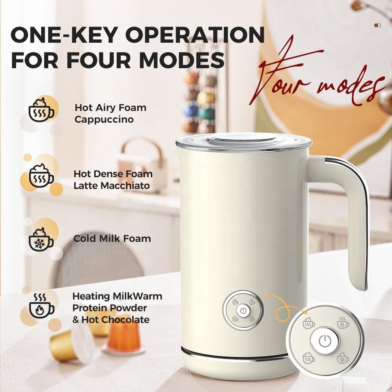 Amazon.co.jp: 電動ミルク泡立て器、4 IN 1自動ミルクフォーマー、8.5