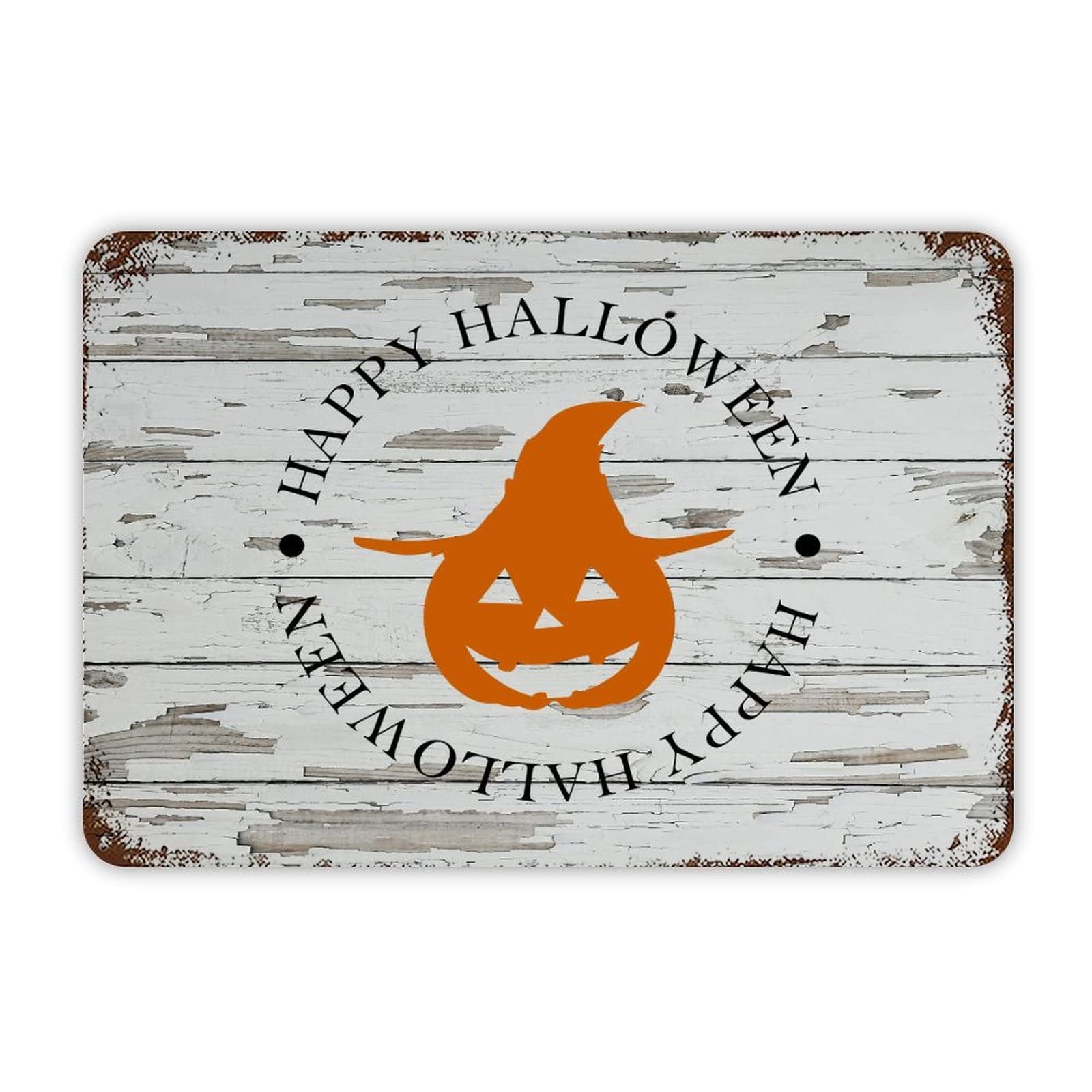 ENEDNATE Farmhouse Rustic Aluminum Sign Happy Halloween Pumpkin Metal Sign Retro Aluminum Tin Sign for Kitchen Bedroom Living Room Wall Art Door Hanger Home Decor Sign 8x12 Inch