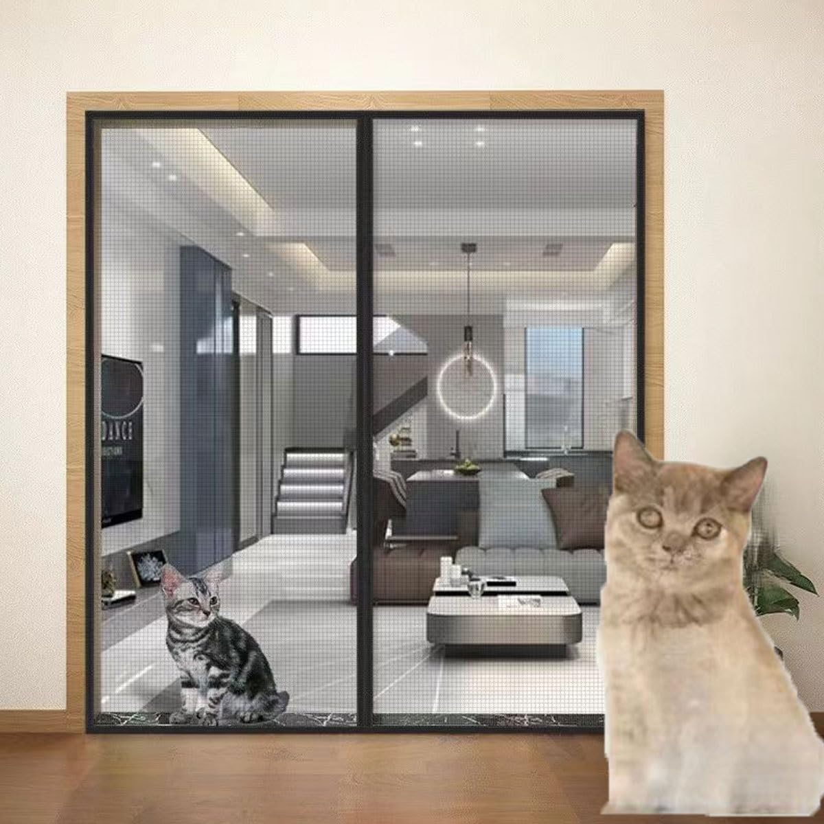 Fly Screen For Pets, 100 X 210 Cm, Cat Scratch Resistant, With Zip, For Sliding Doors, Door Gates, Mesh, Heavy Duty, Hands-Free, Full Frame, Hook And Loop Screen For Door (Color : Black, Size : 90x2