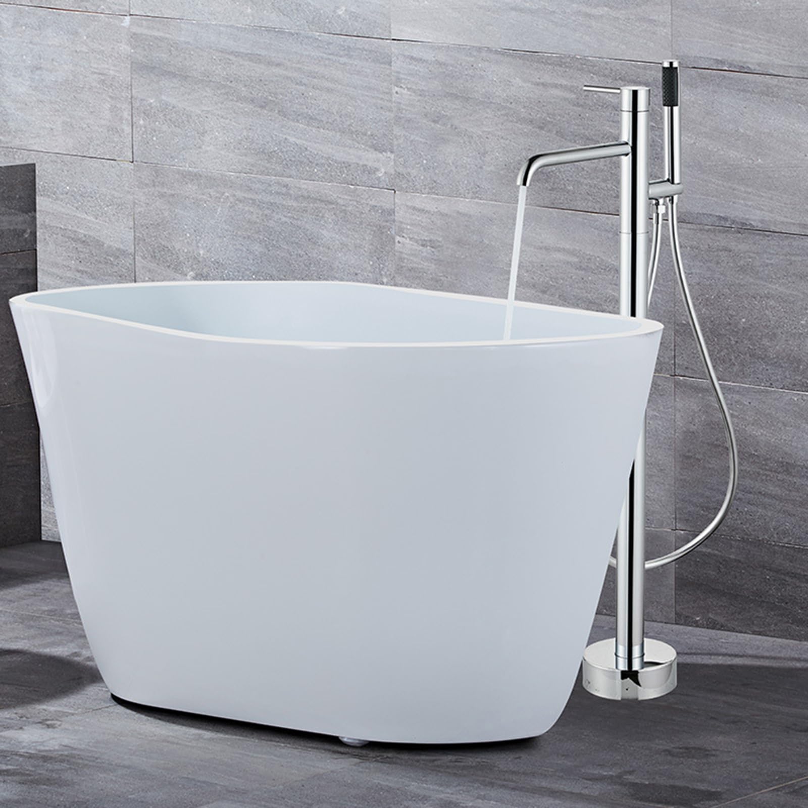 Robinet de baignoire autoportante haut de gamme chrome mitigeur de salle de bain eau chaude froide