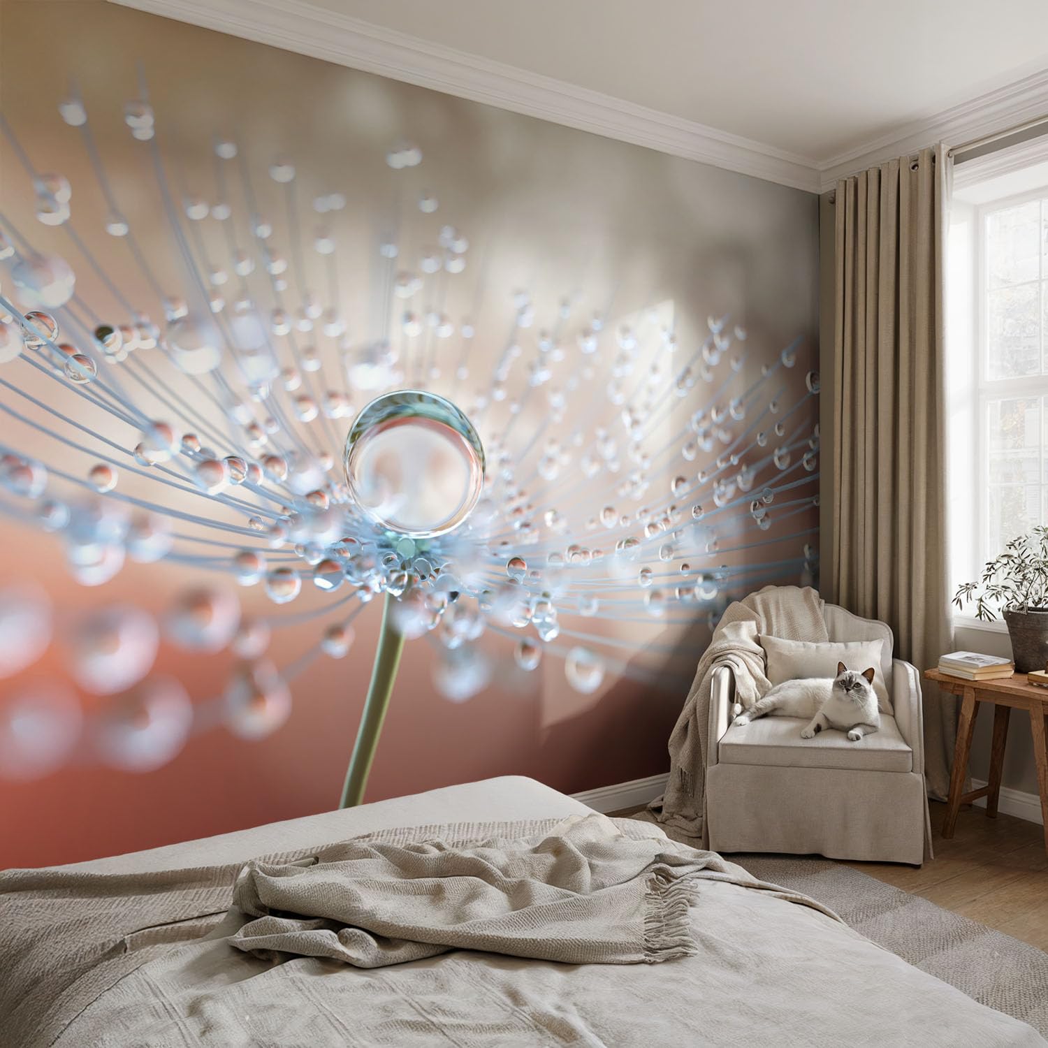 Papel Pintado Textil 208x146 cm Una gota sobre un diente de león