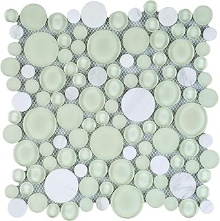 25 Modern Bathroom Ideas That Redefine Minimal and Sophisticated Design 49 Mint Green and White Glossy and Matte Bubble Glass Mosaic Tiles for Bath...