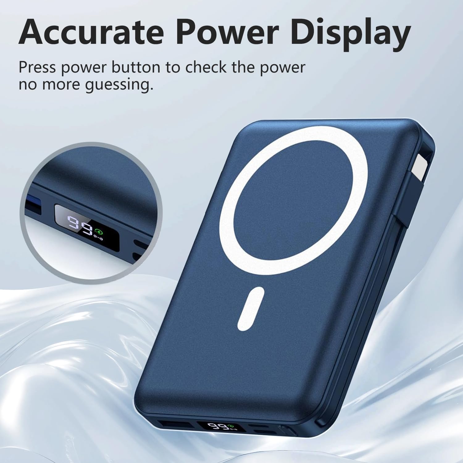 Yiisonger per Magsafe Powerbank 10000mAh, Caricatore Portatile Magnetico Wireless 22,5W, Ricarica Rapida con Display LED e cavo di ricarica USB-C/Lighting per iPhone 16/15/14/13/12 Pro/Pro Max/Plus
