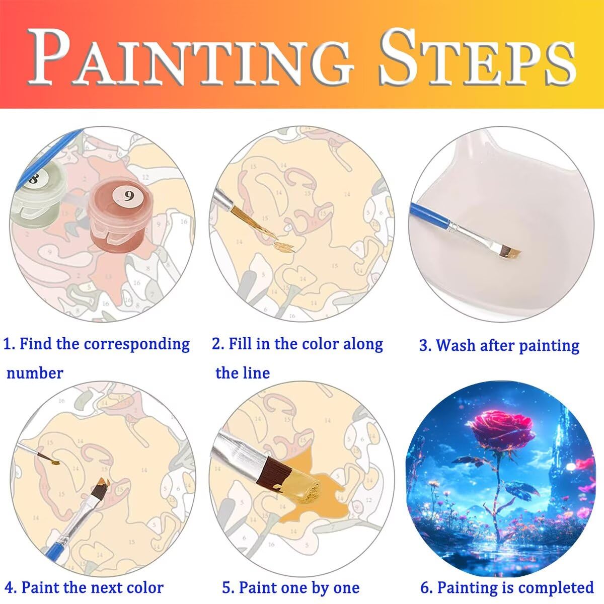 Dipingere con i Numeri Rosa, Paint by Numbers Adulti Fiore, Fai da te Creativi Adulti Quadri da Dipingere Numerati Kit per Decorazione Della Parete di Casa, Regalo 100x135 cm Senza Cornice VK-I