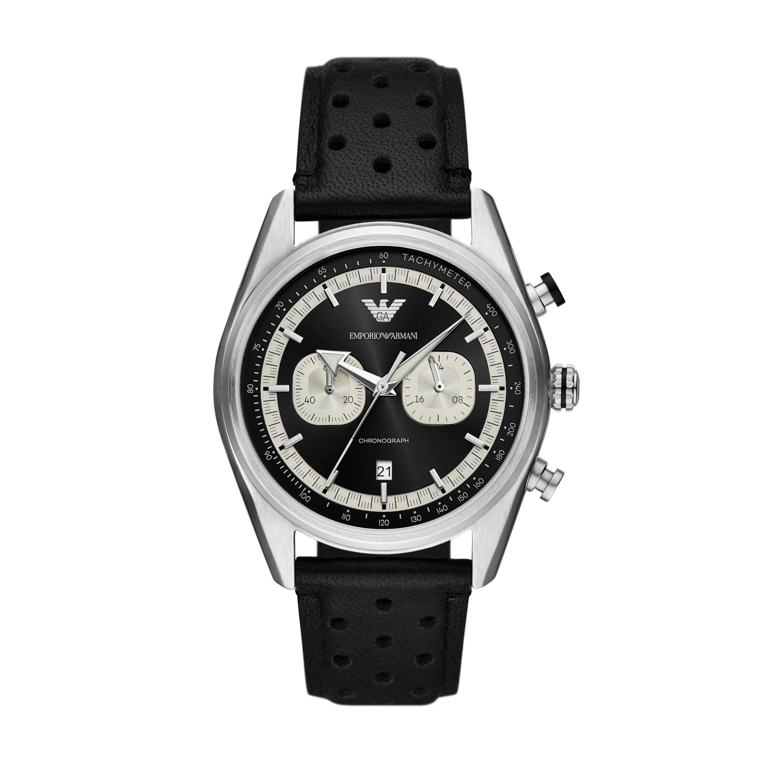 Men's Chronograph Watch with Stainless Steel or Leather Band; Dress Watch for Men