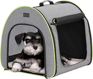 Petsfit Foldable Dog Box for Small Dogs Cats Rabbits Dog Box for Home Transport Box Dog Sleeping Box Durable Cosy with Anti-Open Zip and Plush Cushion, S, Light Grey product image