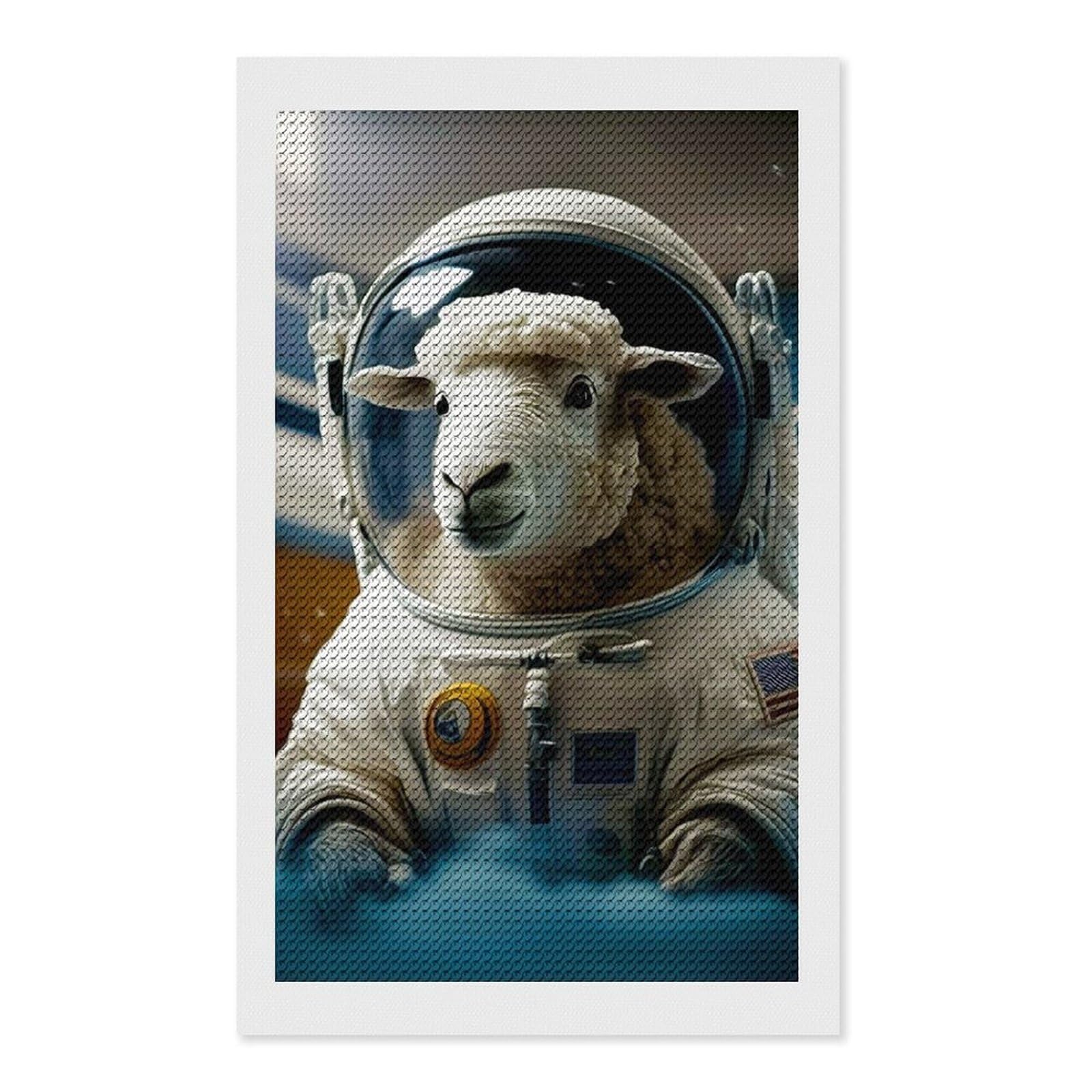 Junmoney Sheep Astronaut Diamond Art Canvas 12"x20", for Adults, Pleasing Wall Art Project, Modern Decor, Gift Idea, Nice Detail and Sparkle