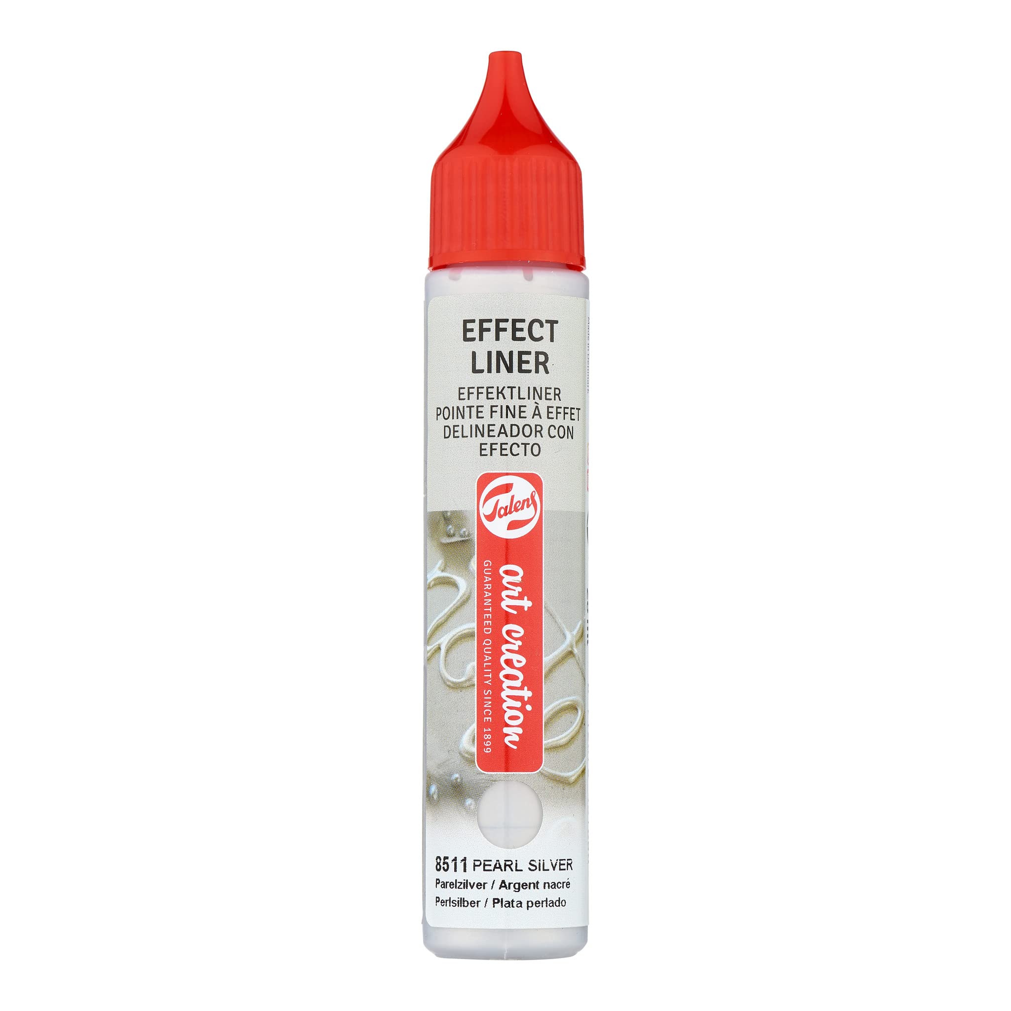 Talens Art Creation Pearl Silver Effect Liner - 28 Ml 8511-3D Relief Liner For Textiles And Mixed Media - Smooth Pearlescent Finish - Indoor Use - Washable - 49 Colours