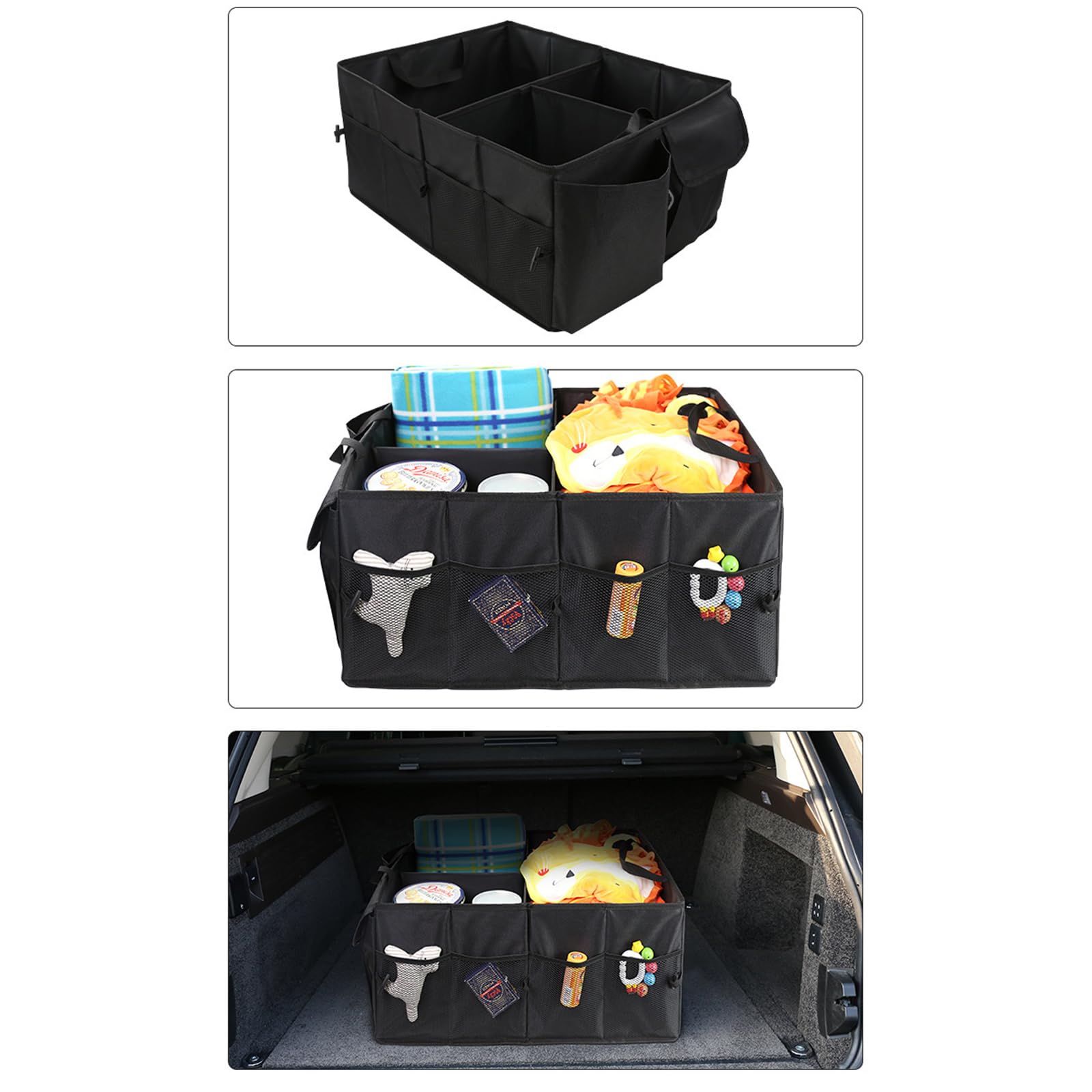 Generisch Große Kapazität, 68 l, mehrere Fächer, Auto Aufbewahrungsbox, faltbares Design für SUV, Limousine, LKW, Fahrzeug, Organisation, Reisen, Kofferraum, Aufbewahrungsbehälter