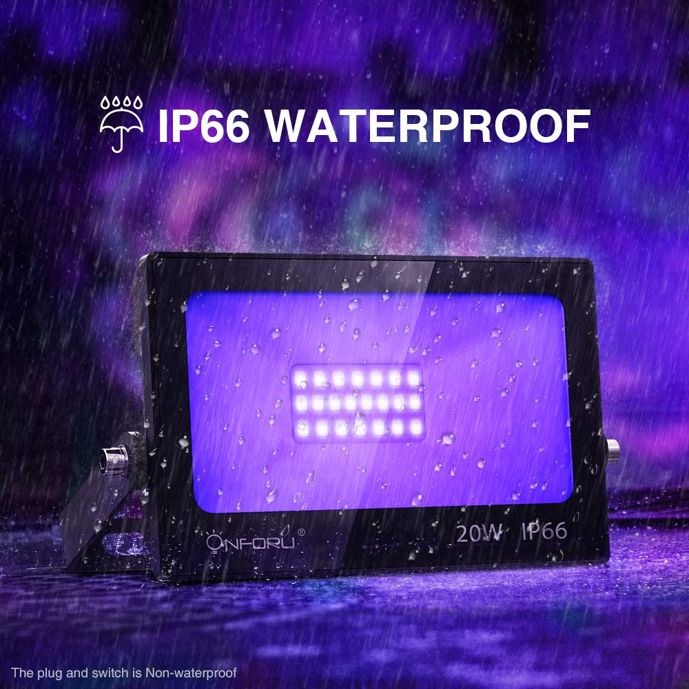 Onforu 4 Pack 20W LED Black Lights, Blacklight Flood Light with Plug