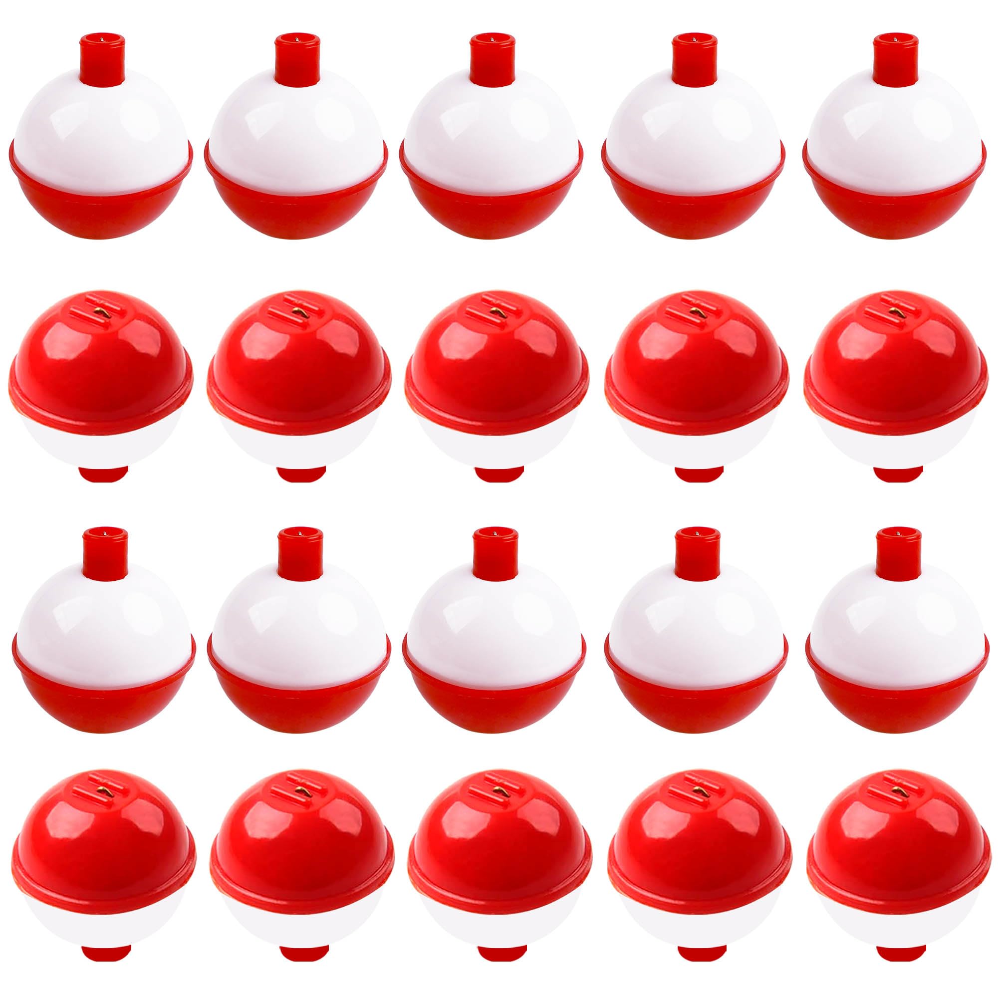 Fishing Bobbers Hard ABS Bobbers Snap-on Fishing Floats Push Button Round Buoy Float Bobbers for Crappie Panfish Walleyes Red and White 0.75"/1"/1.25"/1.5"/1.75"/2"/2.5"
