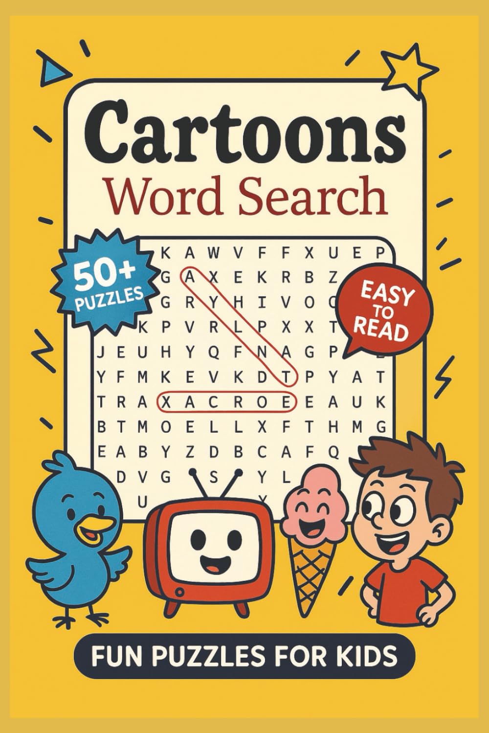 Cartoon Word Search: Cartoon Word search with Easy to Read Print about cartoons, shows and more! | 6x9 inches, 110 pages | 50+ puzzles... perfect for kids, gifts, and holidays!