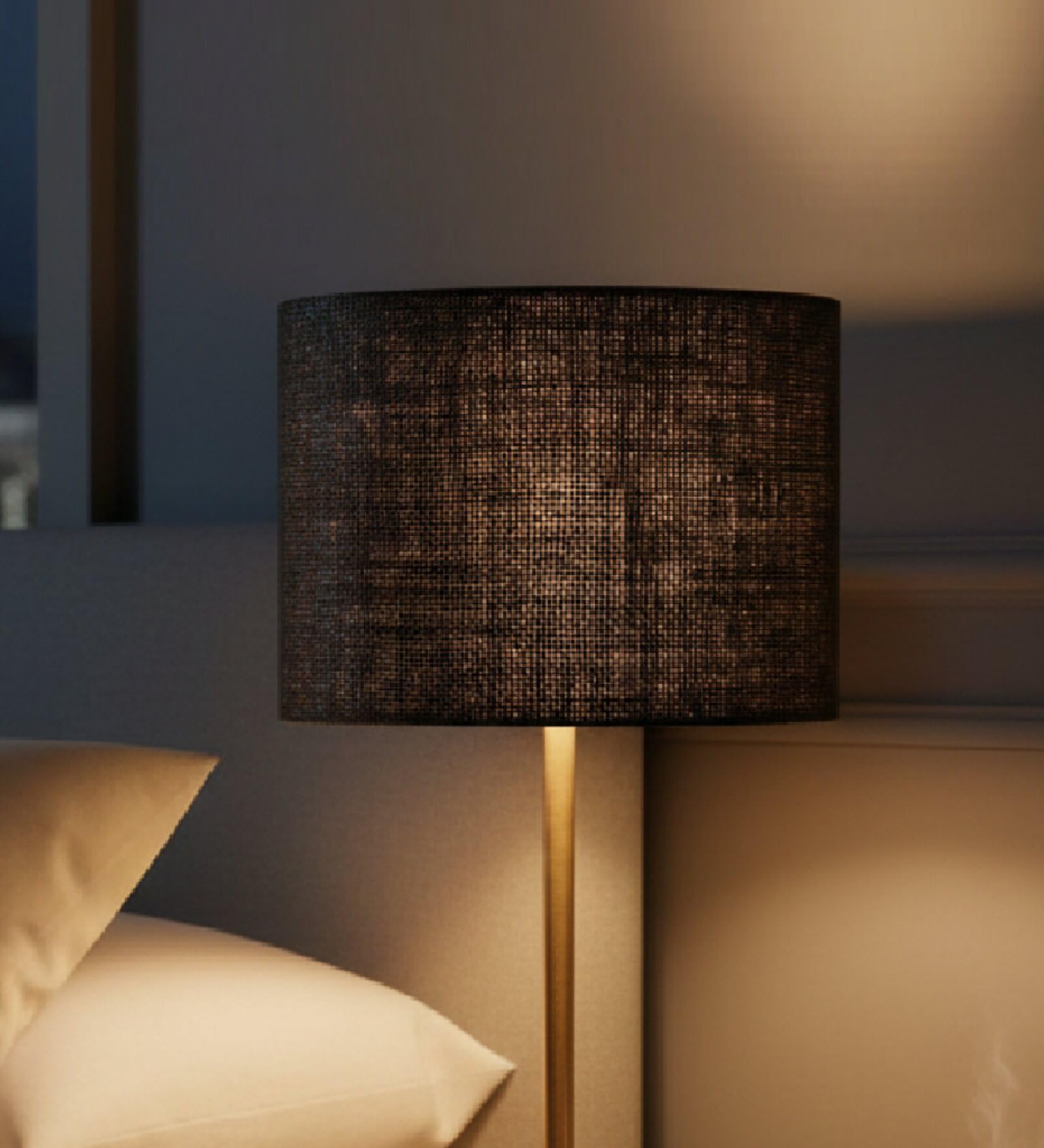 Black Jute Drum Fabric Lampshades - Drum Lamp Shade for Table Lamp, Bedside Lamp & Floor Lamp, Modern Linen Look Home Decor Shade (10-Inches)-image-22