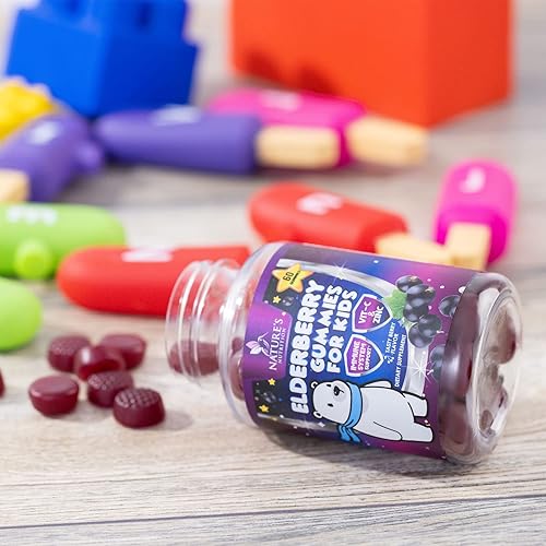 Miniatura 9 de Gomitas de apoyo inmunológico diario para niños con saúco real + vitamina C y zinc para apoyar el sistema inmunológico saludable de los niños,