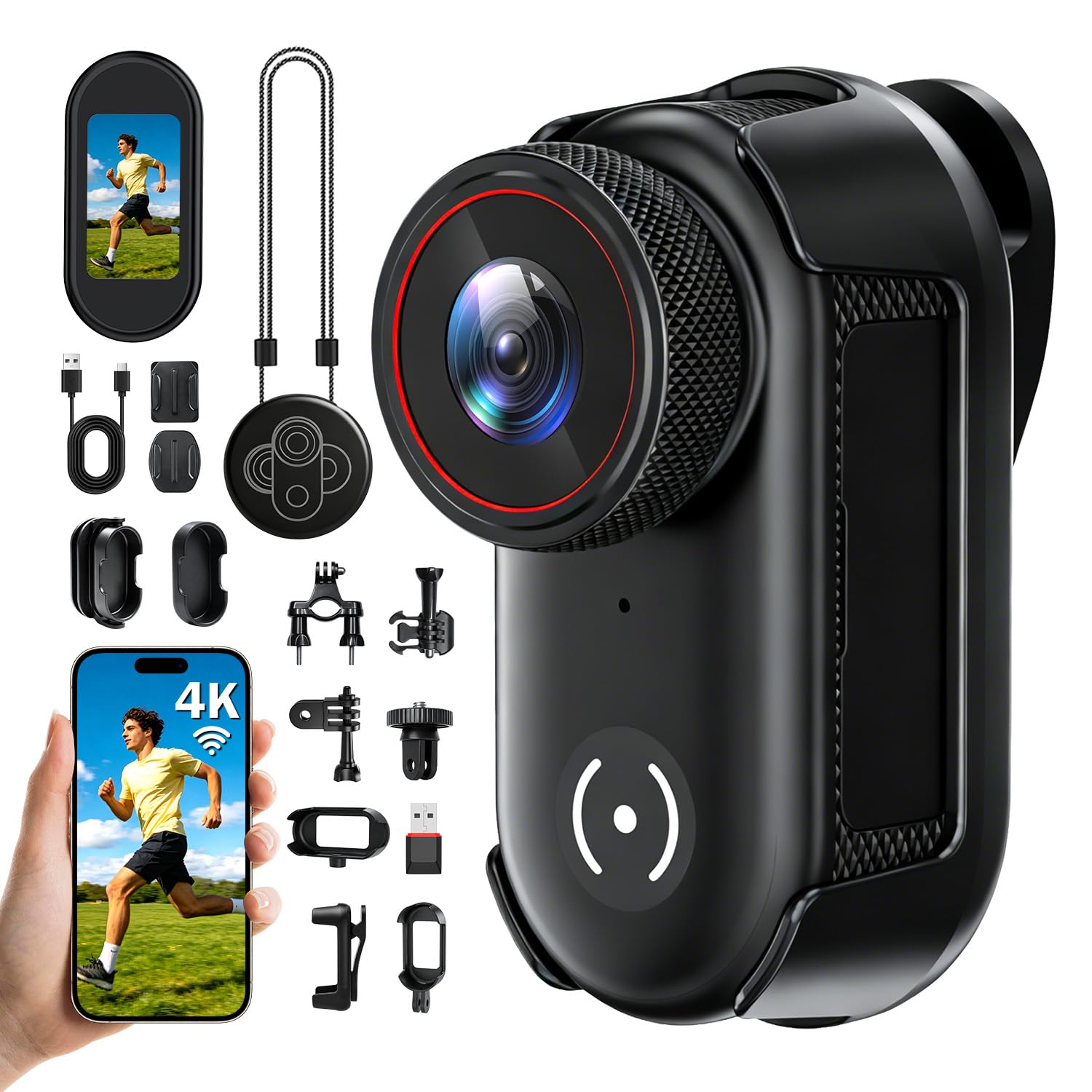 4K Action Cam Mini Bodycam, Magnetisch mit 6-Achsen EIS